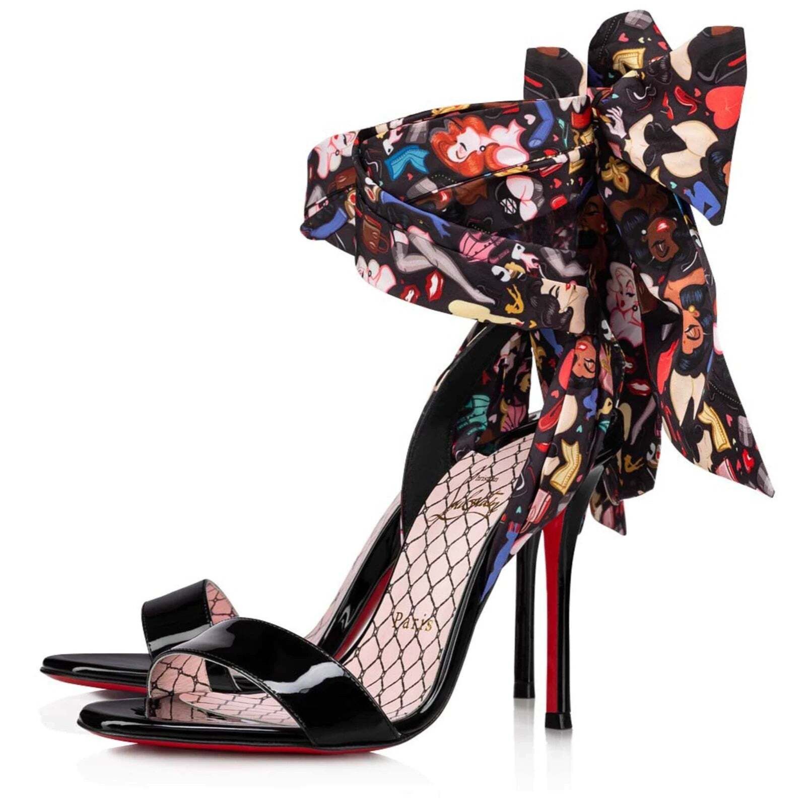 Christian Louboutin Fetish Du Desert 100 Black Lace Up Tie Sandal Heel Pump 39 Size US 9 / IT 39 - 1 Thumbnail