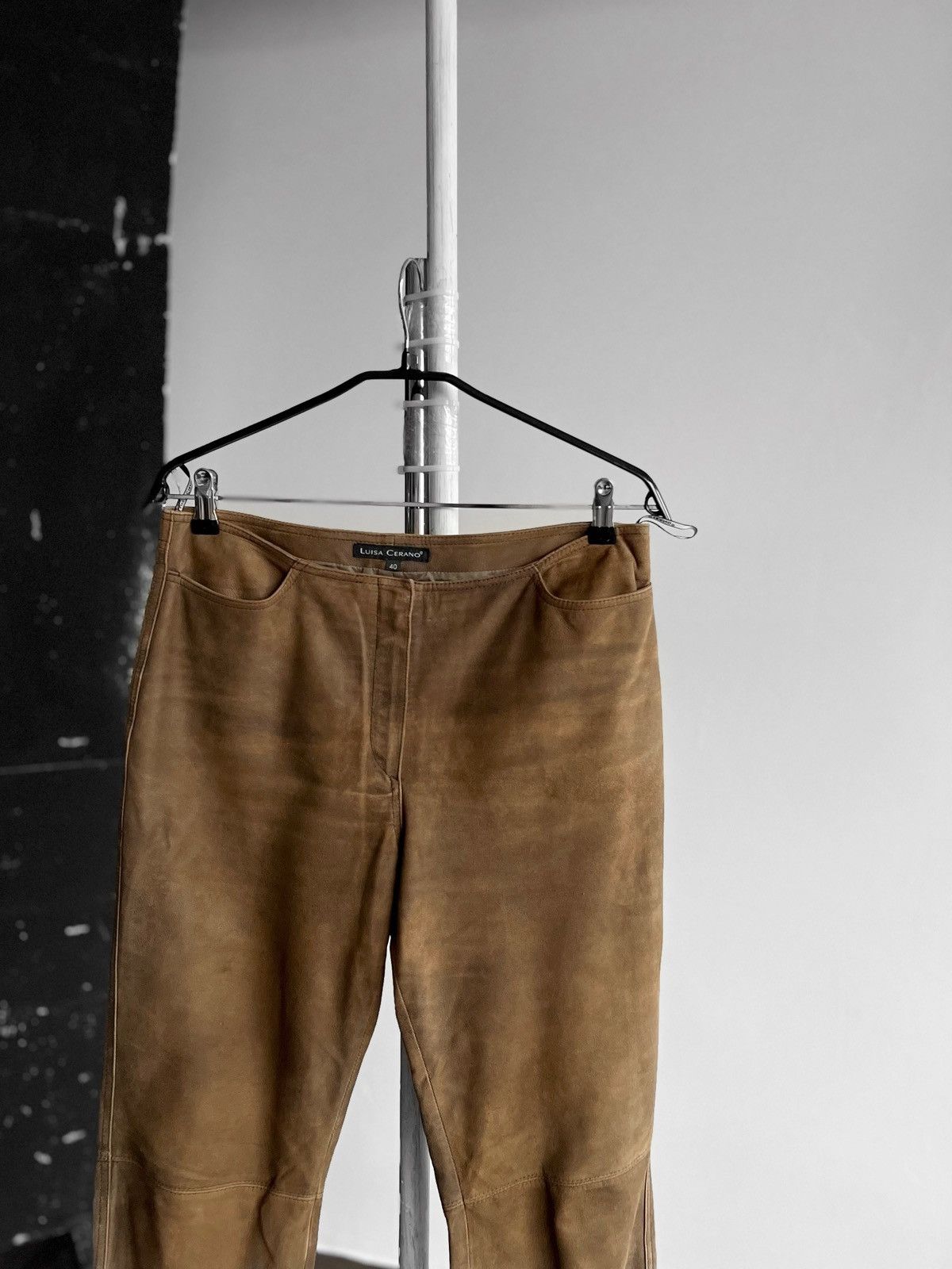 Leather × Luisa Cerano Luisa Cerano Womens Brown Leather Trousers Pants RRP €800 Size 30" / US 8 / IT 44 - 2 Thumbnail