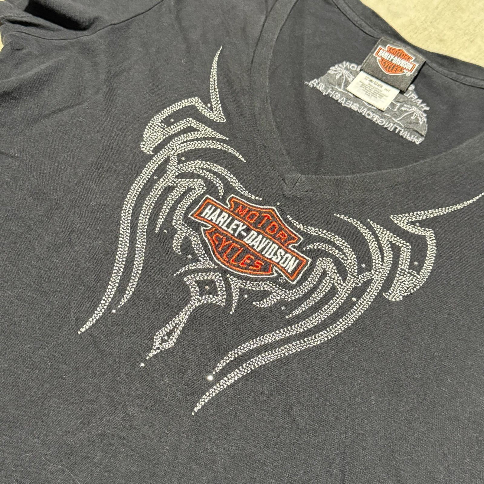 Harley Davidson Vintage woman’s Harley Tee Wings / Skulls Large Size L / US 10 / IT 46 - 3 Thumbnail