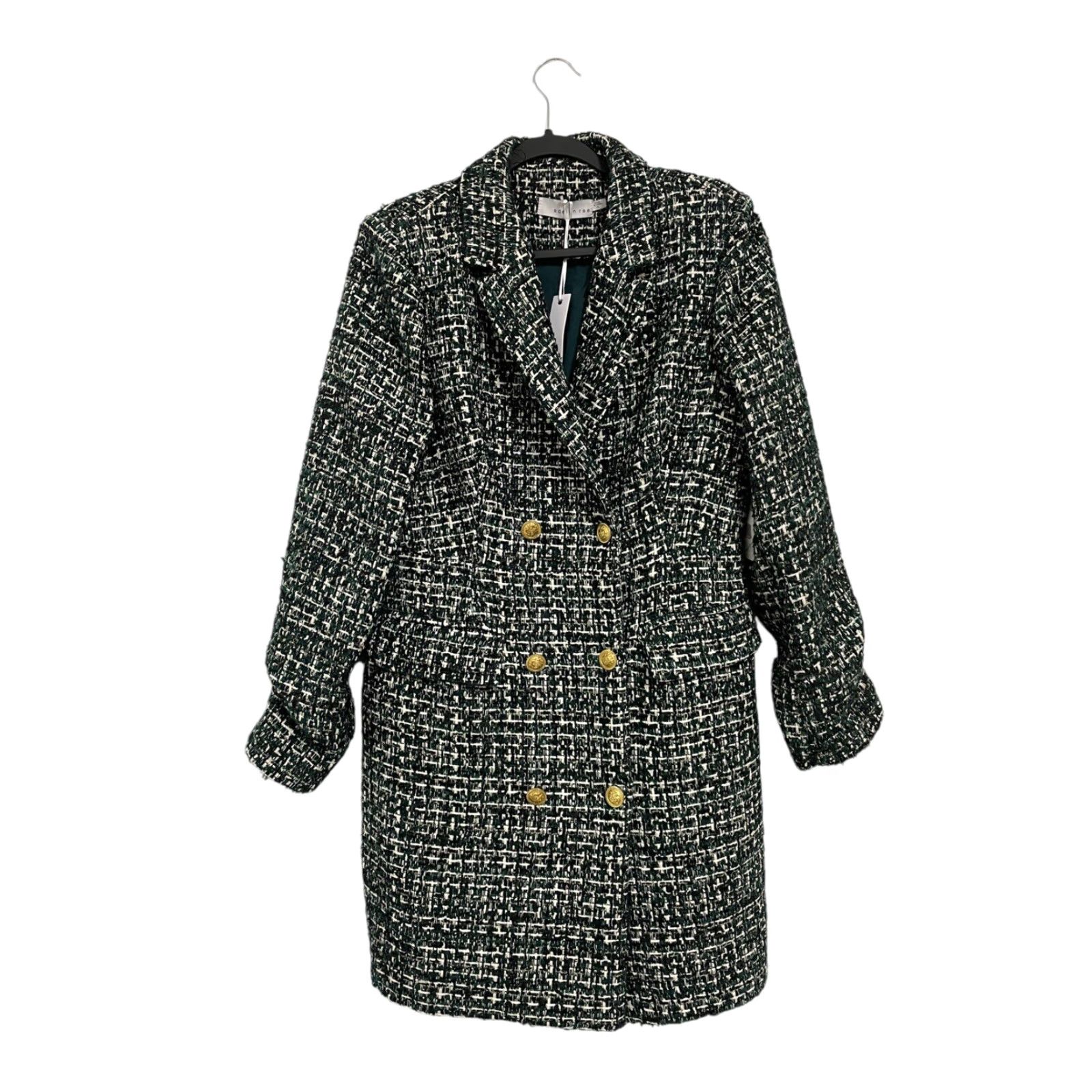 Anthropologie Adelyn Rae Forest Green Tweed Blazer Dress XL Women's Short  Jacket Dress Green Tweed