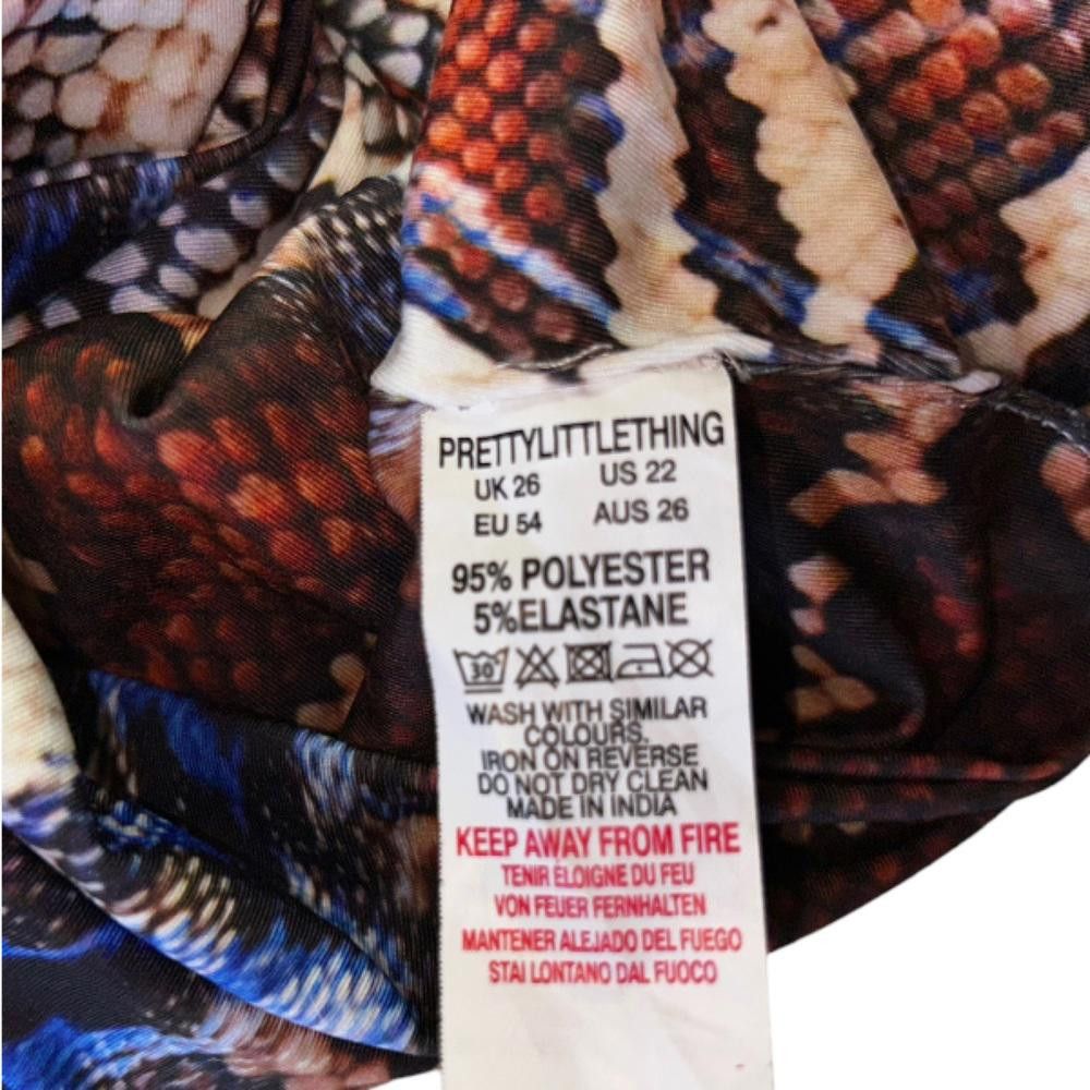 Designer PrettyLittleThing l Multicolored Snakeskin Blouse 22 Size 4XL / US 24-26 - 5 Thumbnail