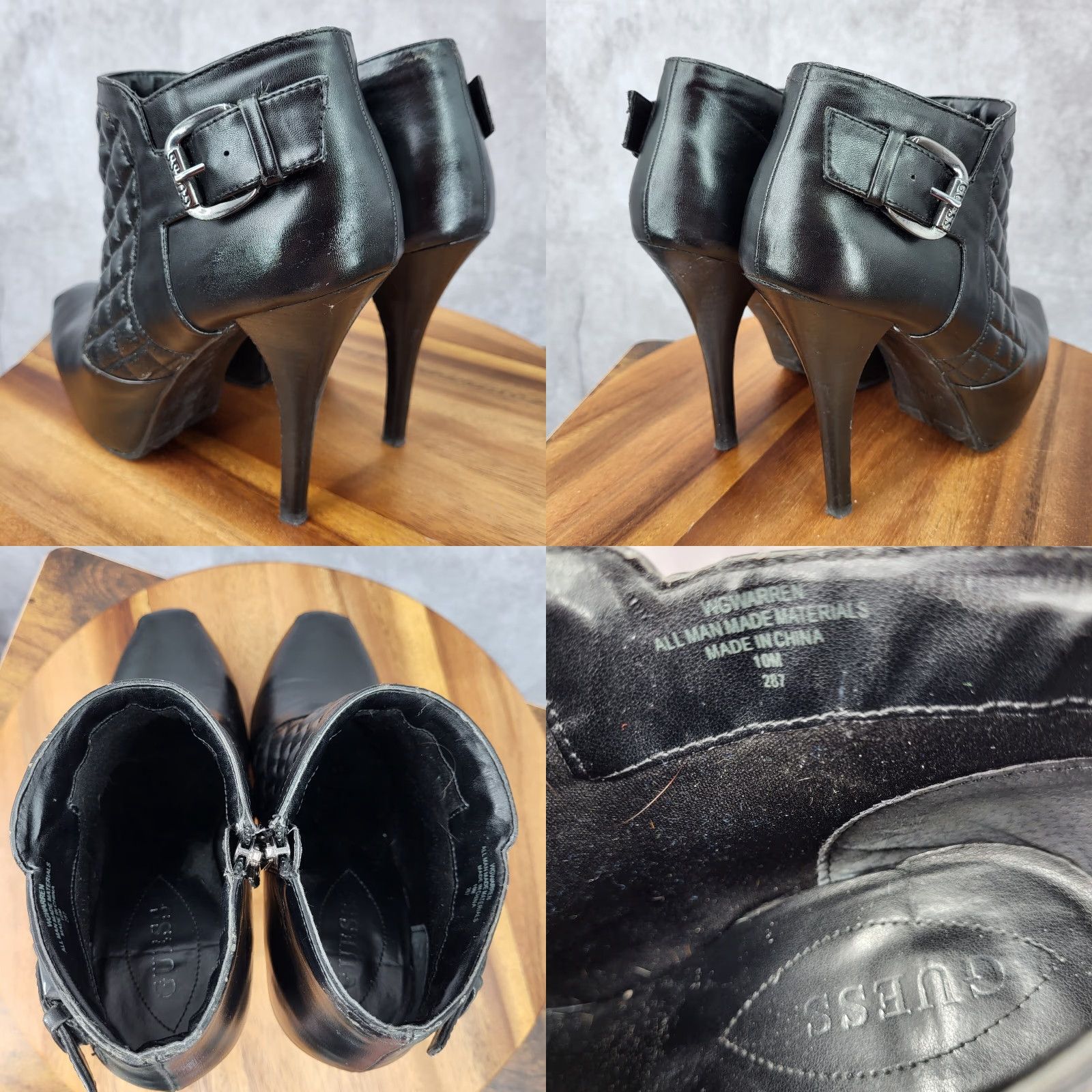 Guess GUESS Platform Heels Womens 10 Black Faux Leather Ankle Boots Booties Quilted Size US 10 / IT 40 - 8 Thumbnail