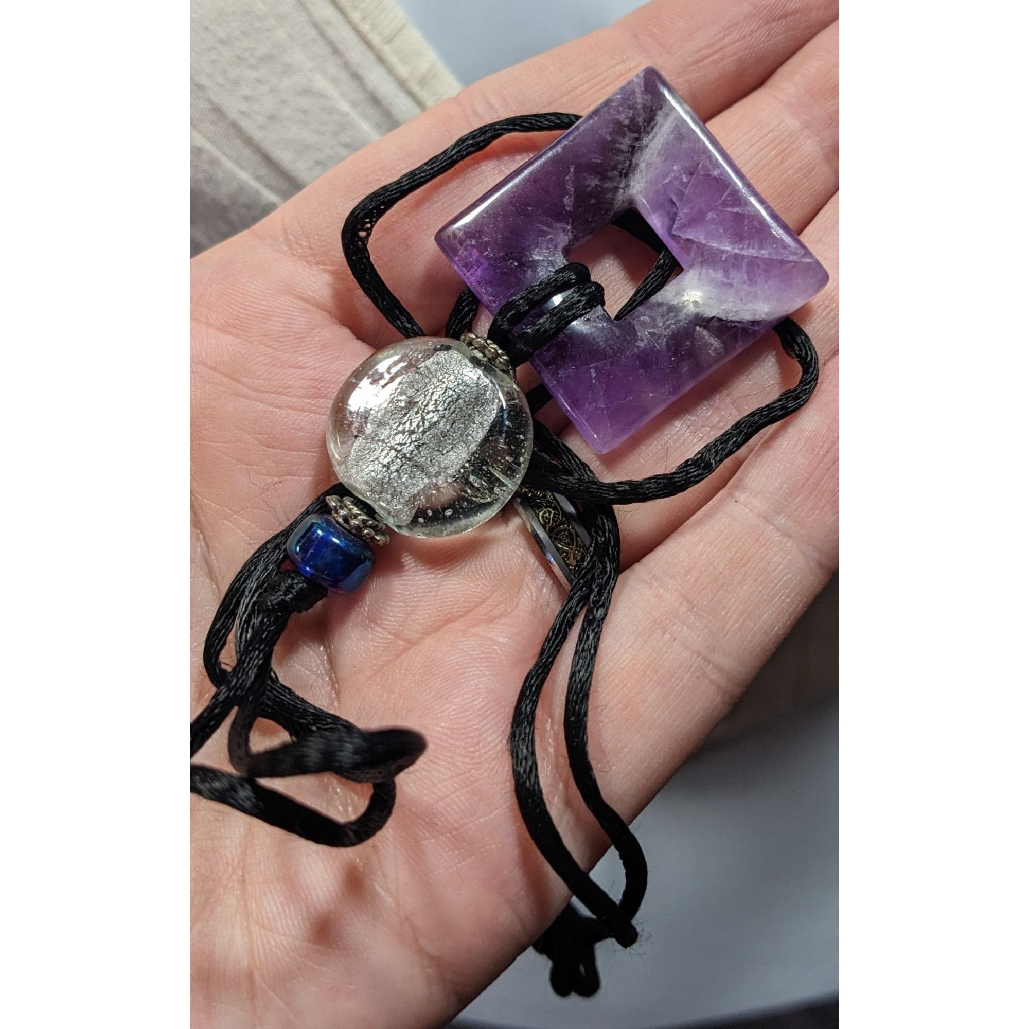 Other Nature Inspired Amethyst Square Pendant Necklace With Glass Size ONE SIZE - 6 Thumbnail