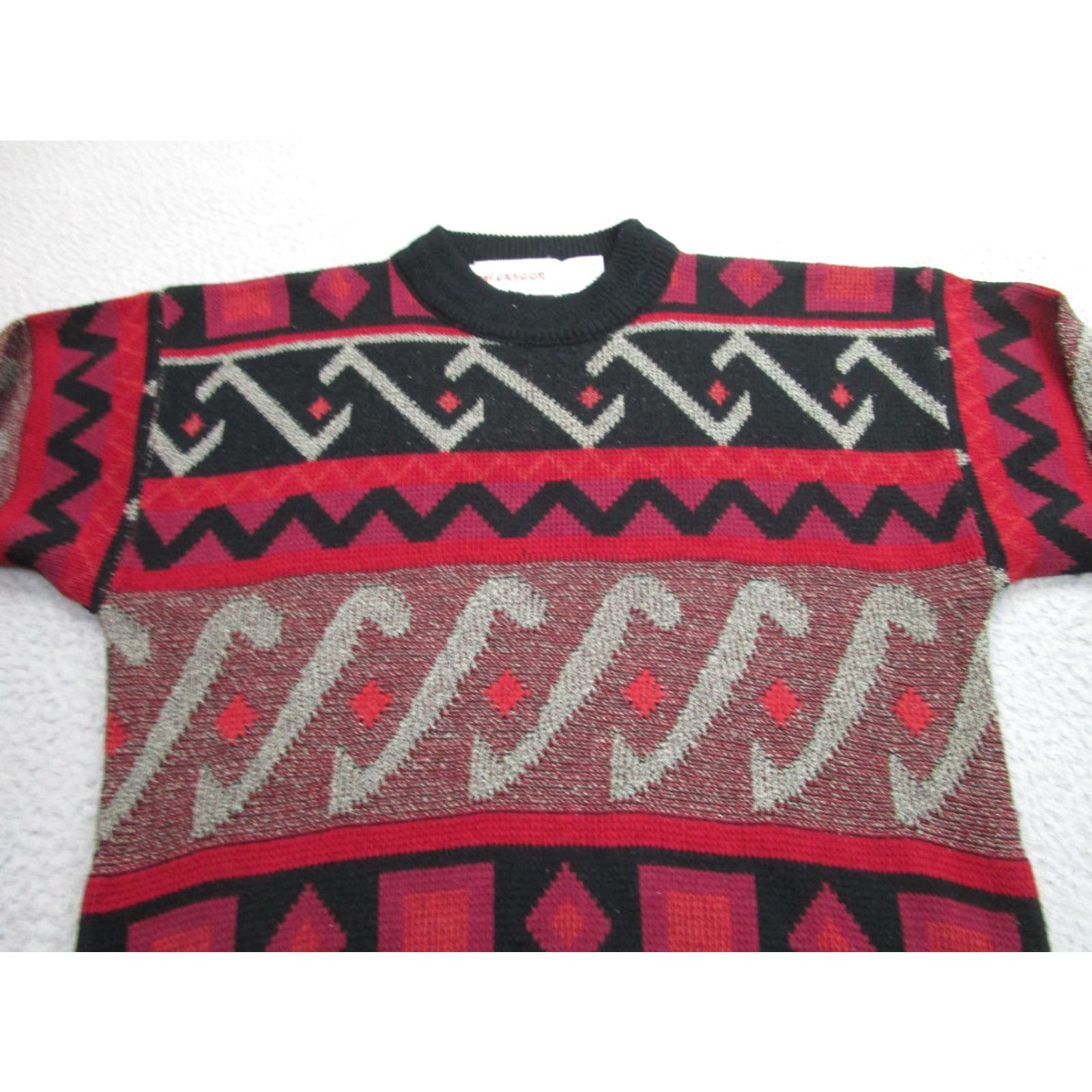 McGregor Vintage McGregor Sweater Mens Medium Black Red Aztec Geometric Knit Crewneck 90s Size US M / EU 48-50 / 2 - 2 Thumbnail
