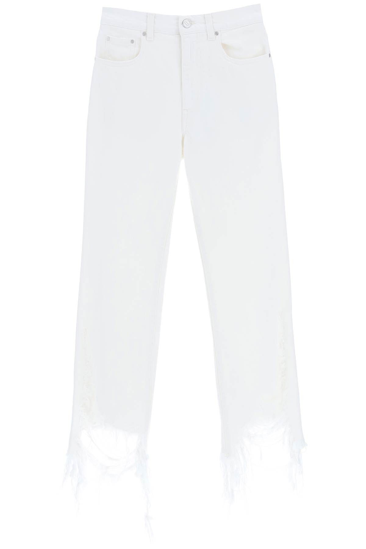 image of Stella Mccartney Destroyed Hem Jeans in White, Women's (Size 26)