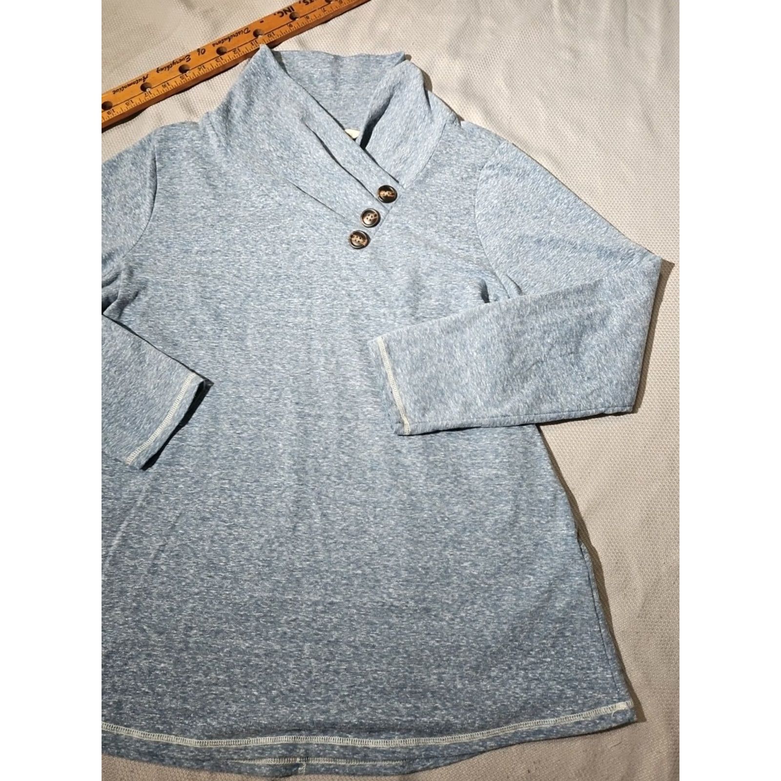 Soft Surroundings Soft Surroundings Shirt Womens XL Blue Brinley Tunic Top Cowl Henley Button Shirt XS? Size XL / US 12-14 / IT 48-50 - 3 Thumbnail