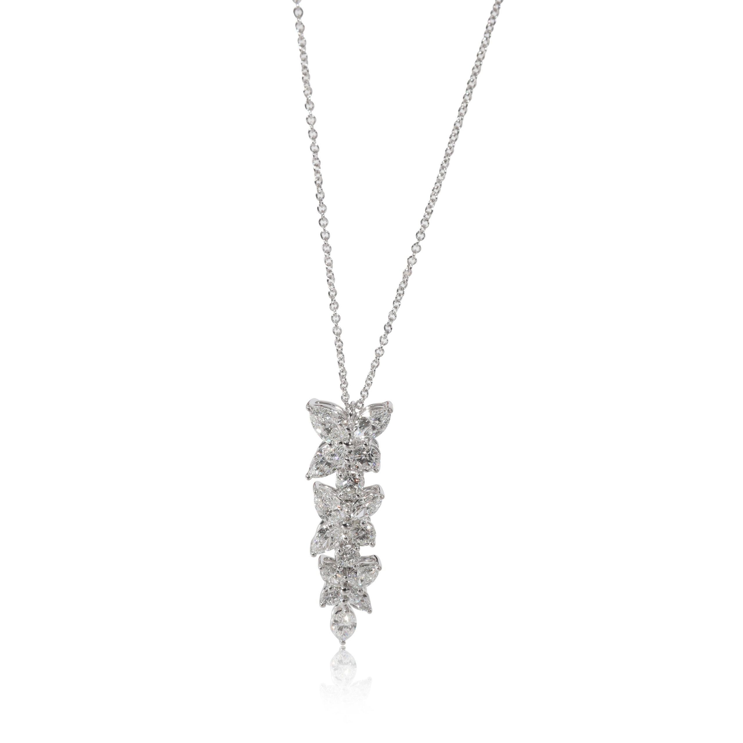 image of Tiffany Co Tiffany & Co. Victoria Mixed Cluster Diamond Pendant In 18K White Gold 2.12 Ctw, Women's