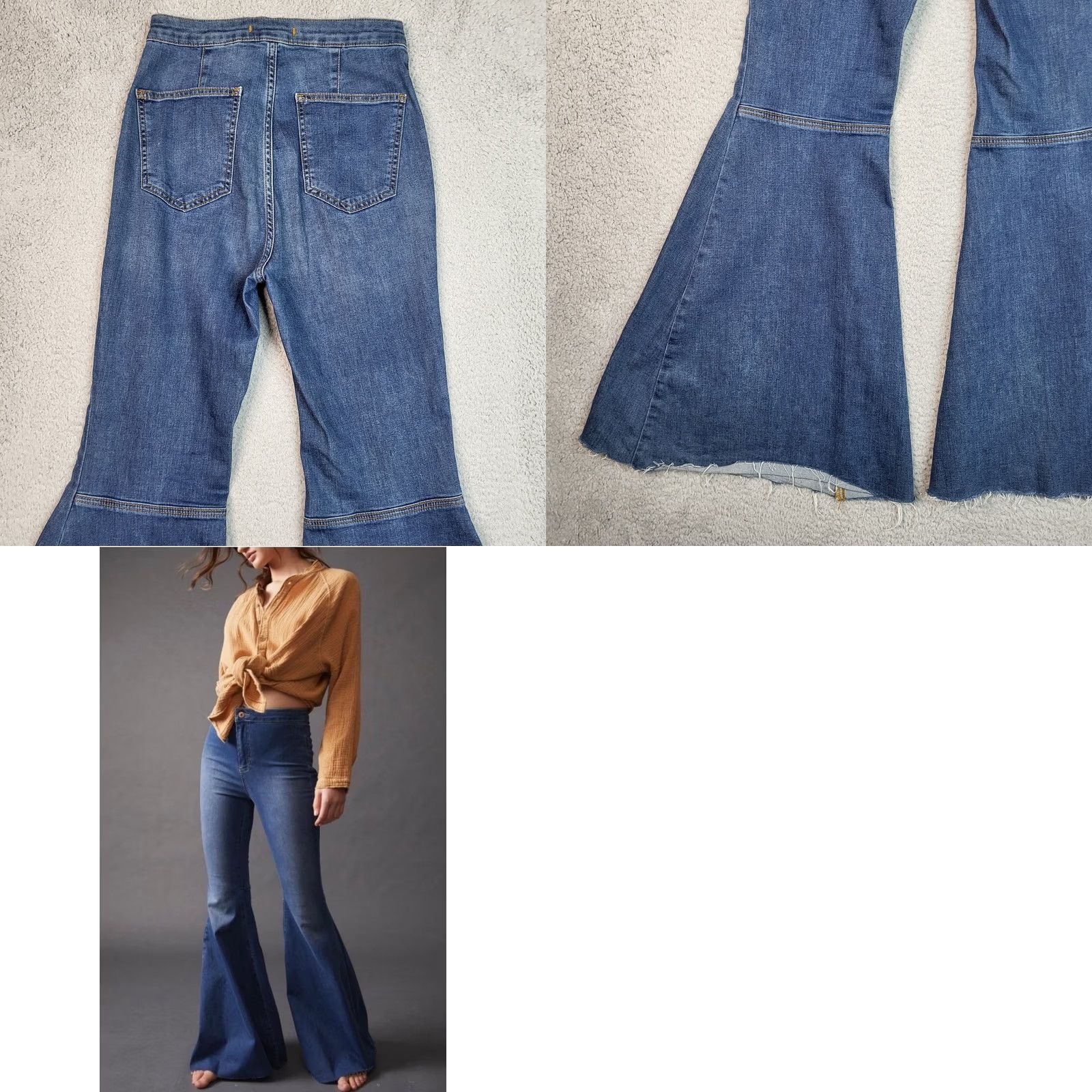 Free People Free People Jeans Women's Blue High Rise Flared Raw Hem Denim Size 29 Size 29" - 8 Thumbnail