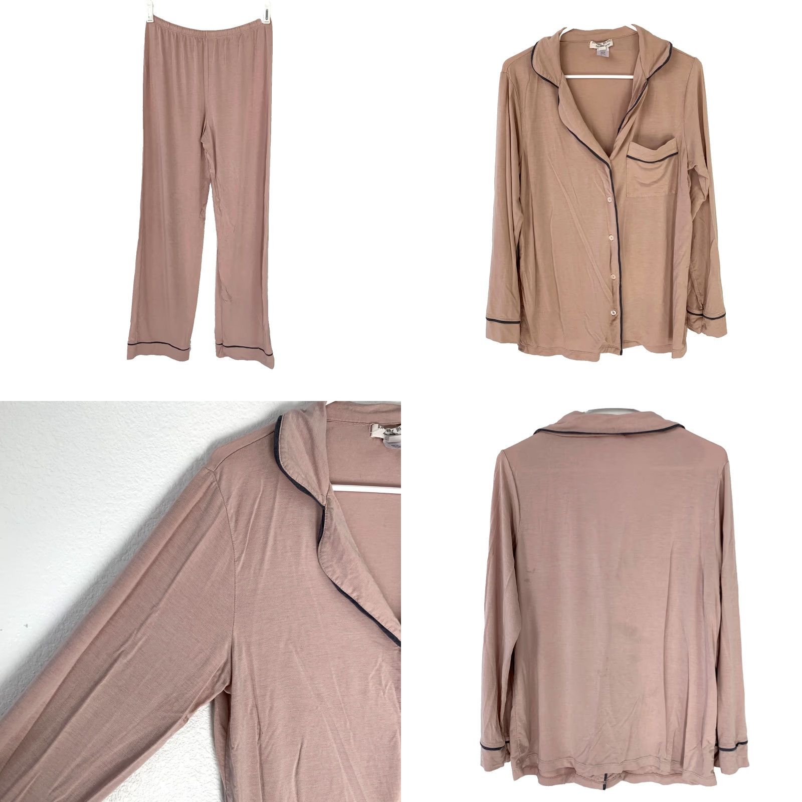 Vintage Barefoot Dreams Luxe Milk Jersey Pajama Set XS Shirt Pants Pink Long Sleeve V-Neck Button 90s Womens Size XS / US 0-2 / IT 36-38 - 8 Thumbnail