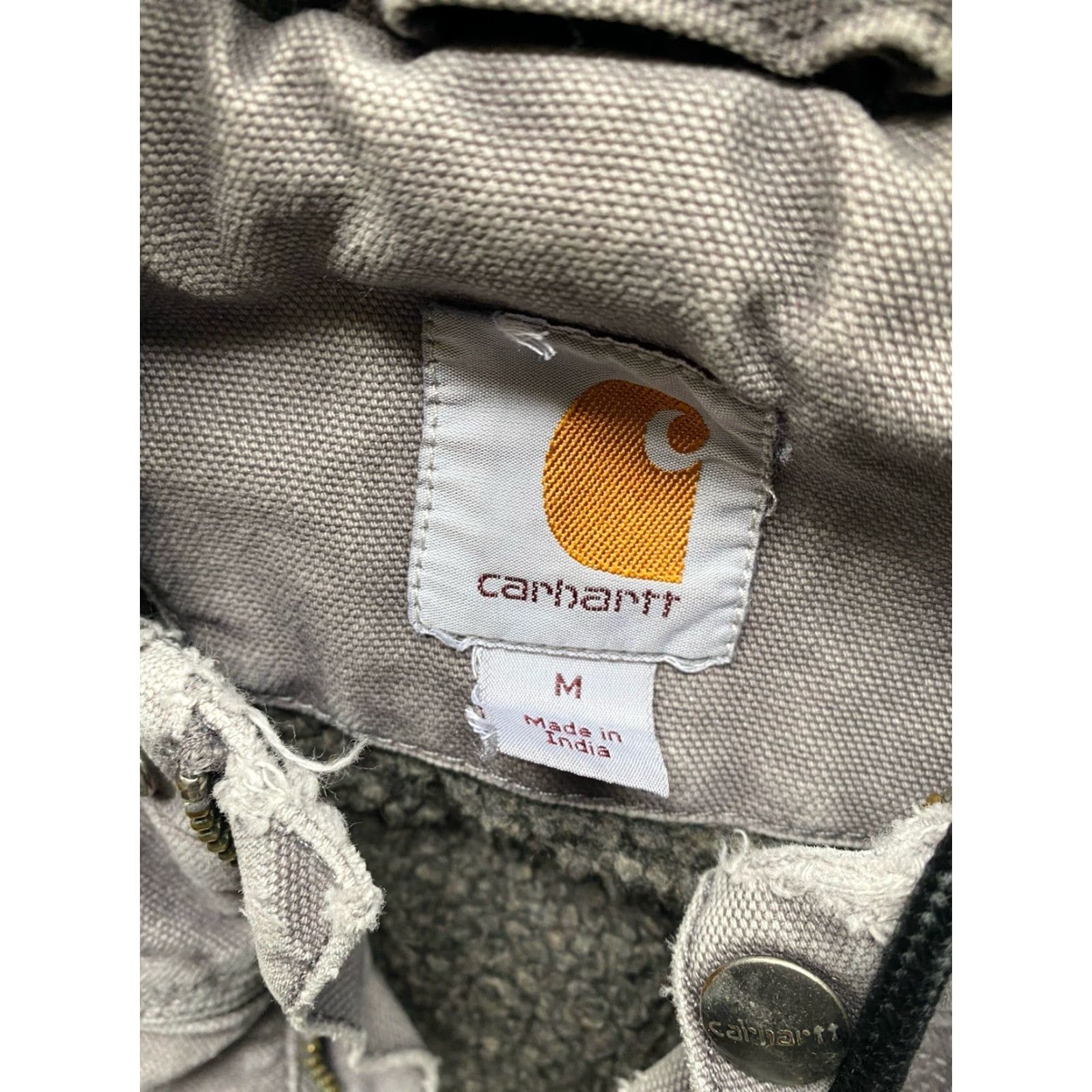 Carhartt VINTAGE Carhartt Hooded Jacket Coat Gray Mens M Zipper Snaps Damaged Sherpa Lined Size US M / EU 48-50 / 2 - 2 Thumbnail
