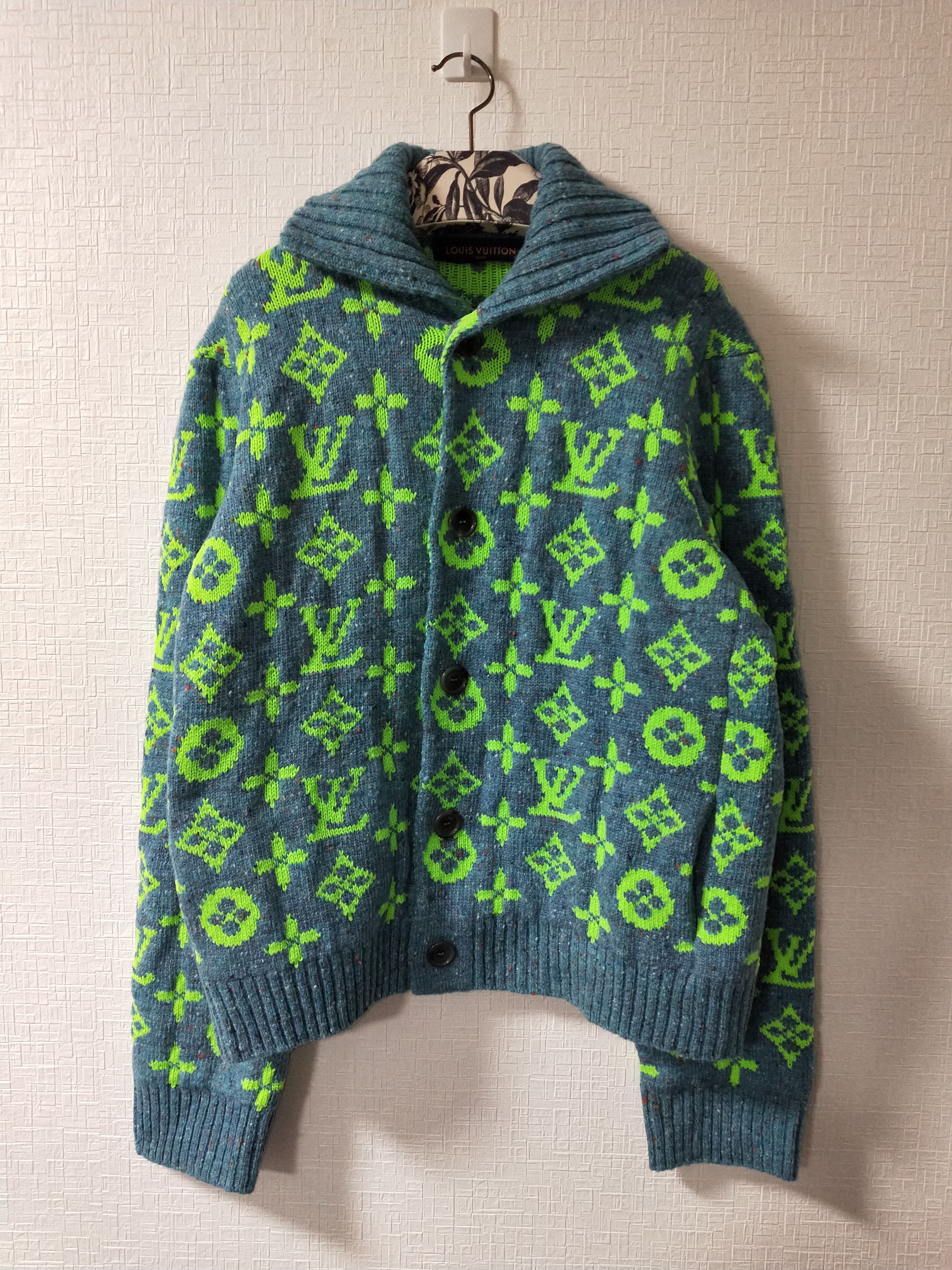 Pre-owned Louis Vuitton Monogram Knit Cardigan In Green