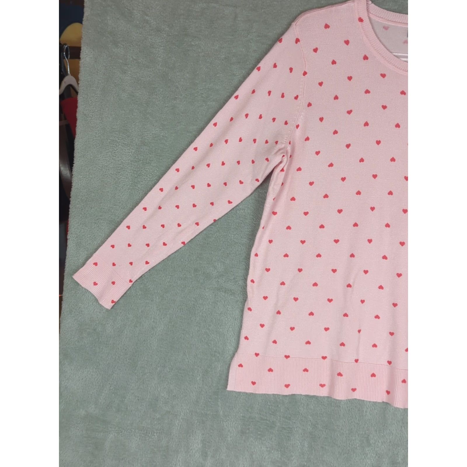 Style & Co Womens Sweater Pink Sz Petite Large Heart Print Pullover Coquette Novelty Size L / US 10 / IT 46 - 2 Thumbnail