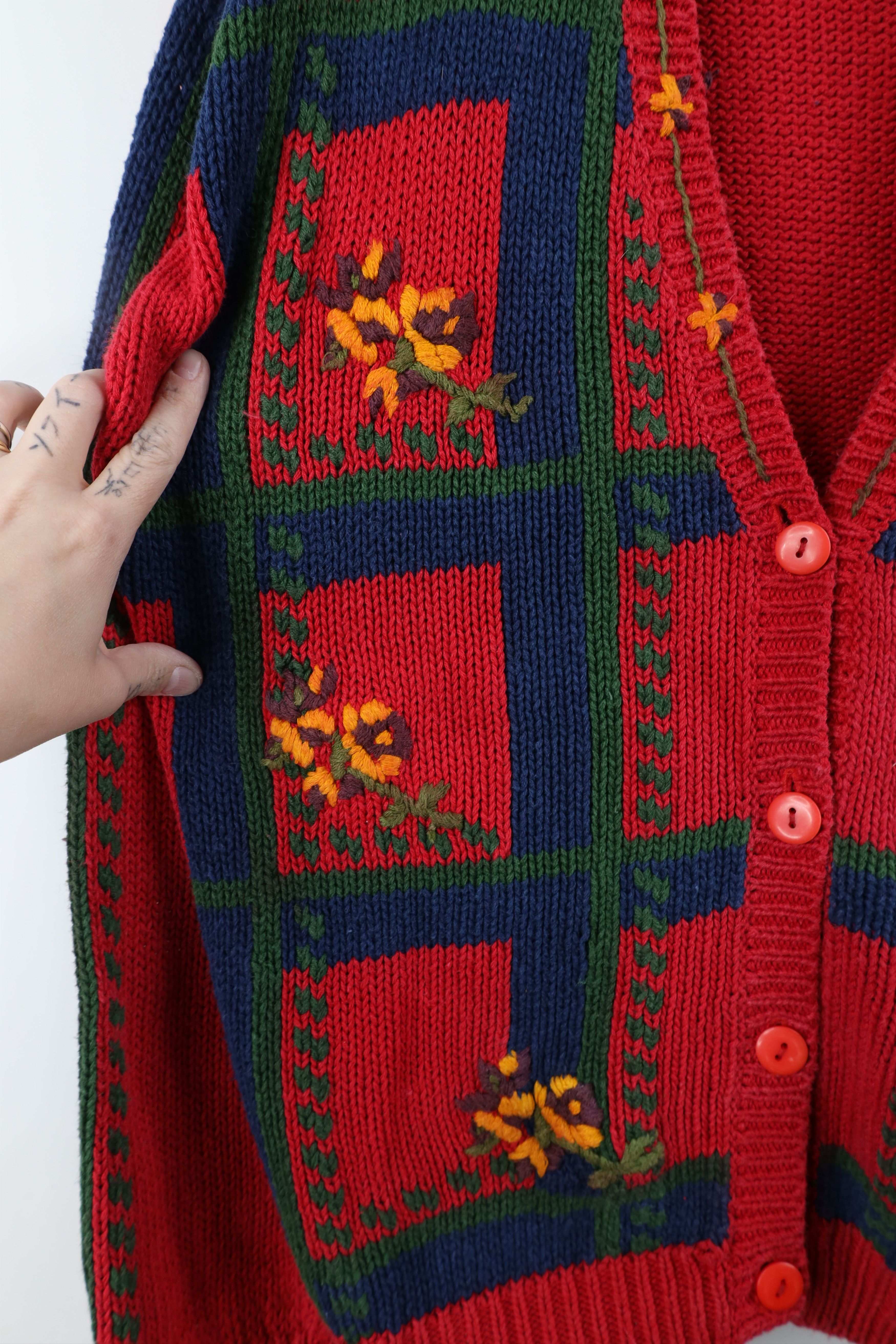 Vintage Vintage 90s Streetwear Embroidered Knit Cardigan Sweater Size L / US 10 / IT 46 - 5 Thumbnail