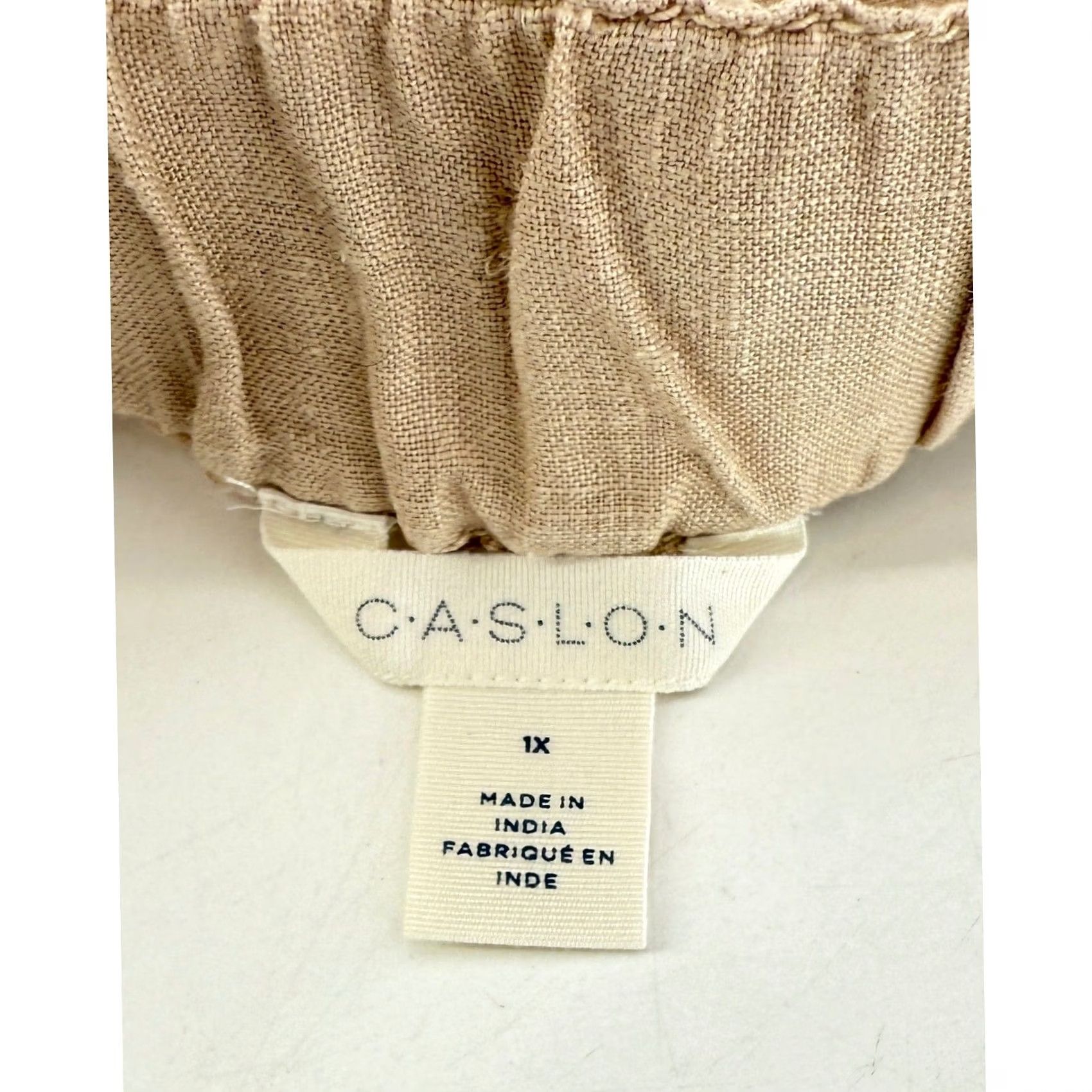 Vintage Caslon Pants Plus Size 1x Beige 100% Linen Drawstring Boho Coastal Preppy Size 40" / US 18 - 3 Thumbnail