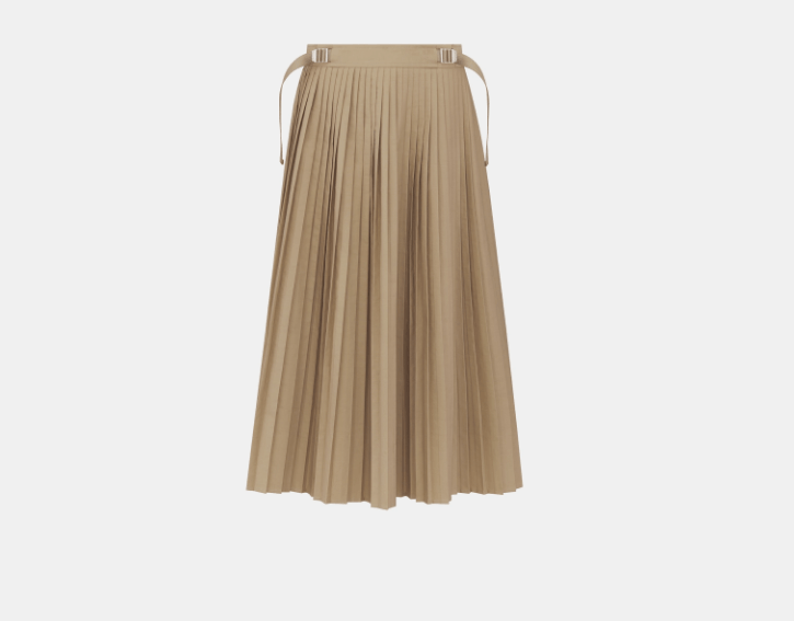 Dior o1w1db10925 441J69 Pleated Mid-Length Midi Skirt in Beige Size 27" / US 4 / IT 40 - 1 Thumbnail