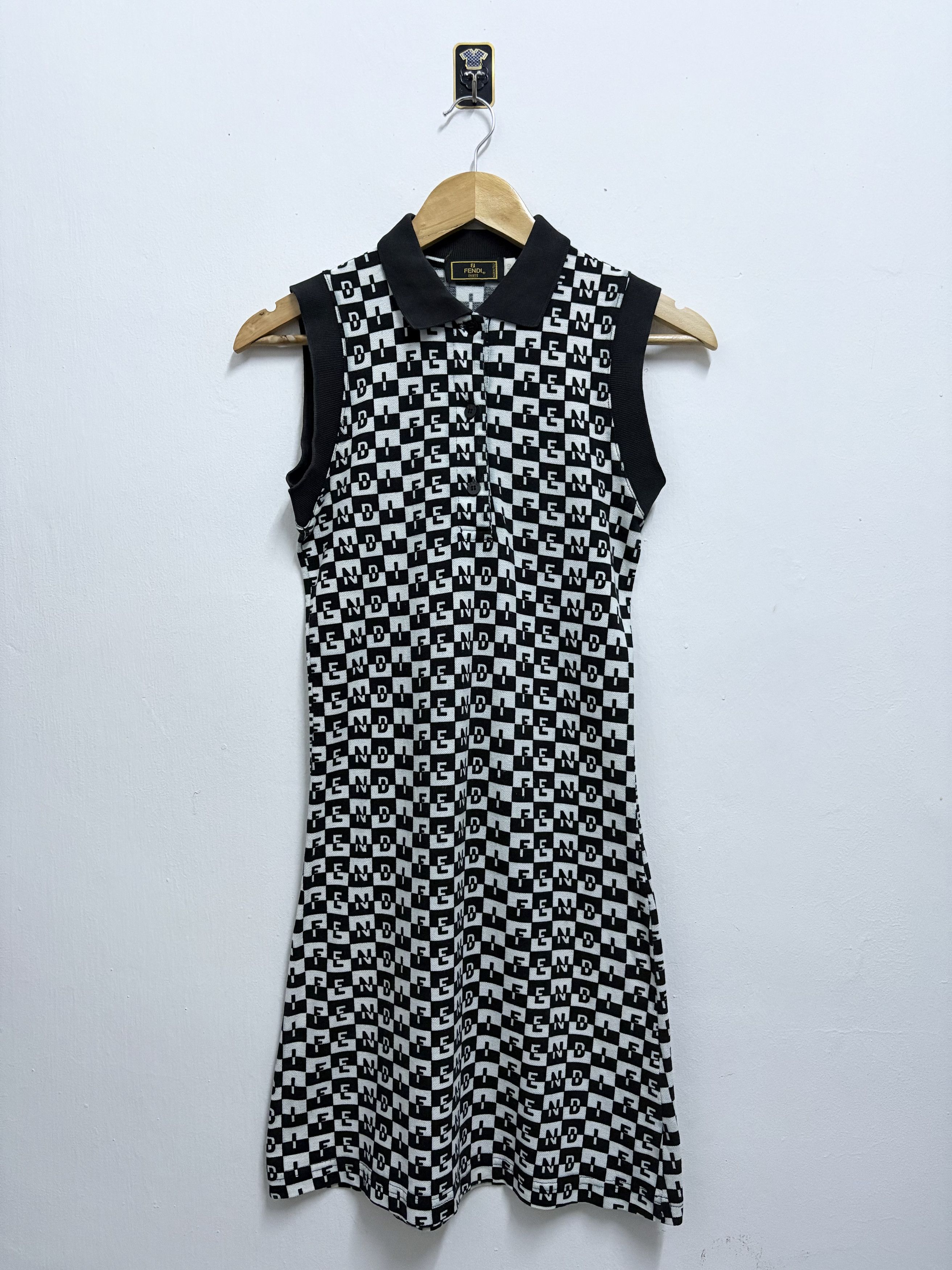Fendi Vintage 90's Fendi Mare Black Monogram Midi Dress Size S / US 4 / IT 40 - 1 Thumbnail