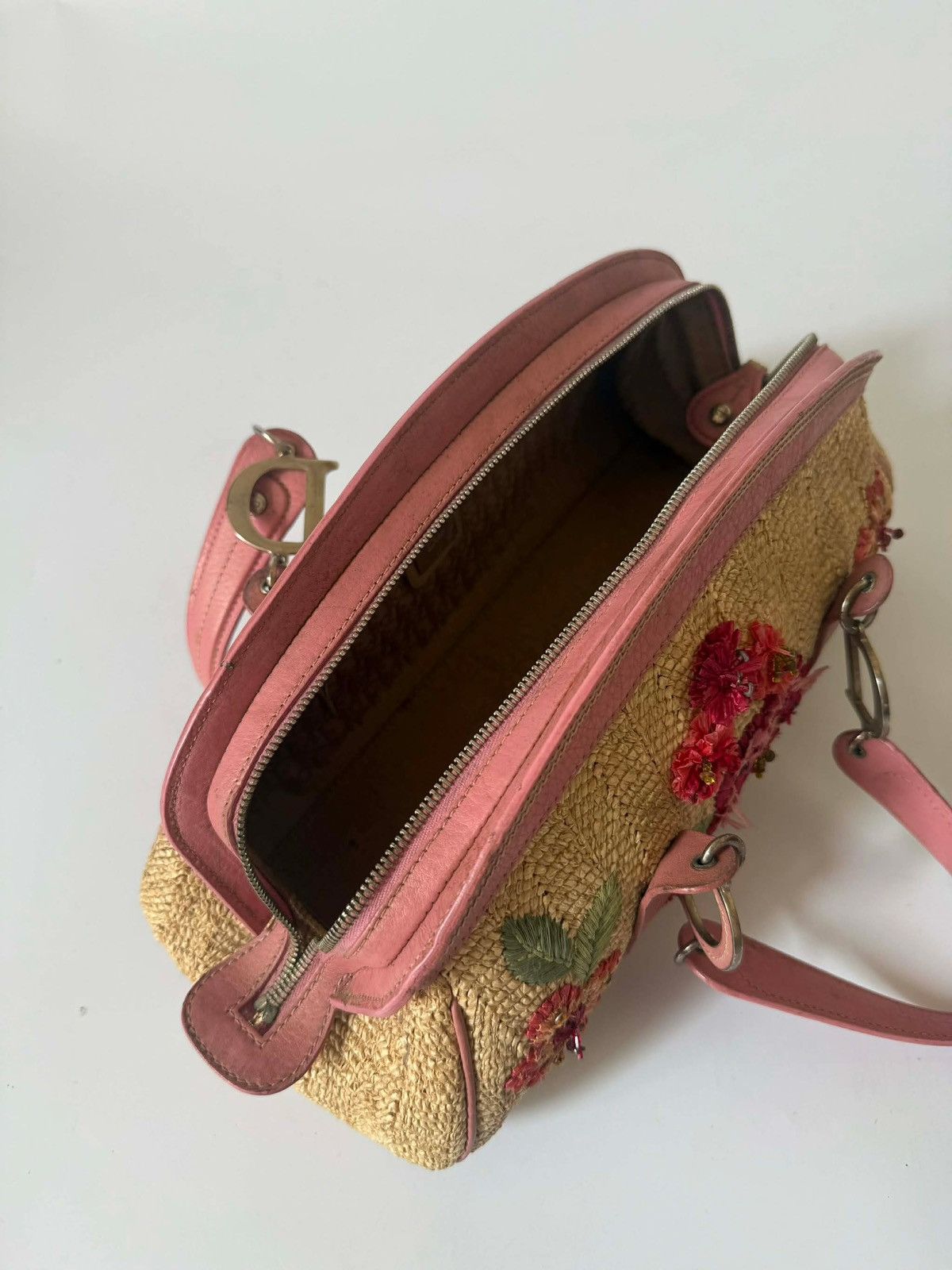 Dior Christian Dior by John Galliano Floral Straw Raffia Handbag Size ONE SIZE - 6 Thumbnail