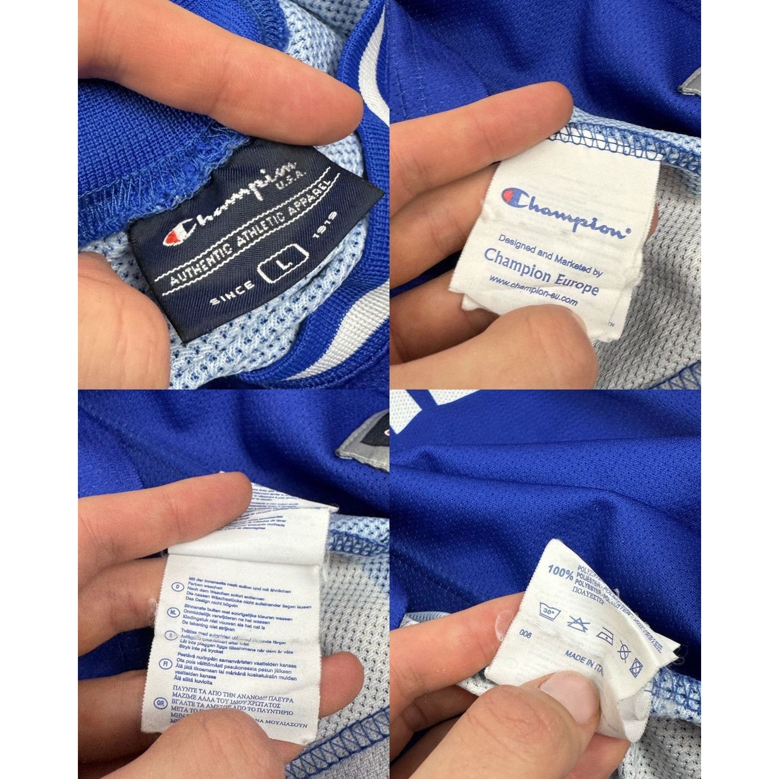 Champion Champion Men's Blue Gray Italy Basketball Jersey Large Size US L / EU 52-54 / 3 - 2 Thumbnail