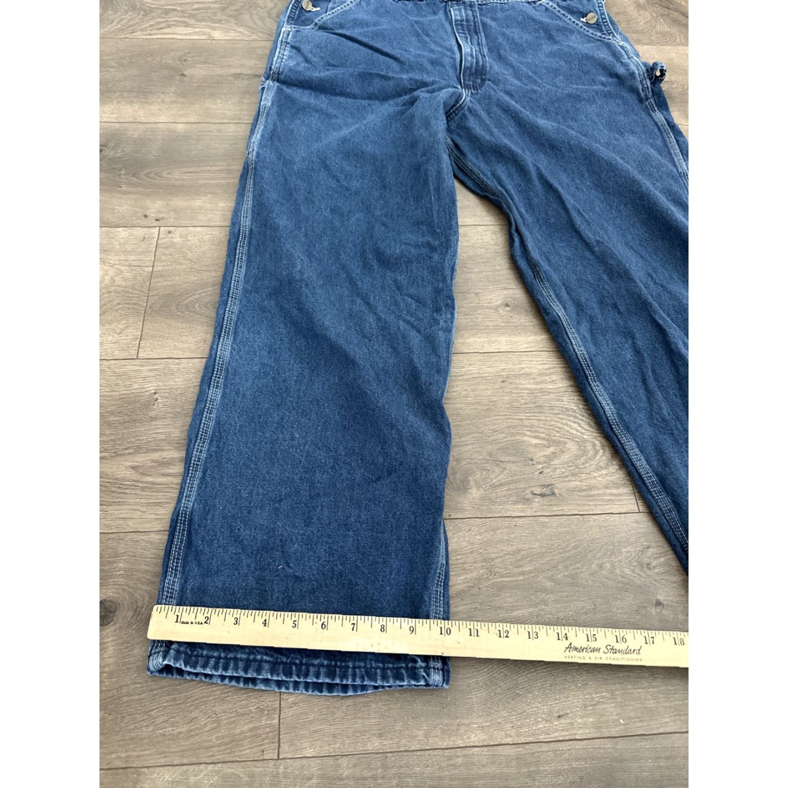 Carhartt Carhartt Bib Overalls Mens Blue Denim Carpenter Zip Suspender Buttons High Rise Regular Big & Tall 40x24 40 In Inseam 40" Width 30" Width Size US 44 / EU 60 - 3 Thumbnail