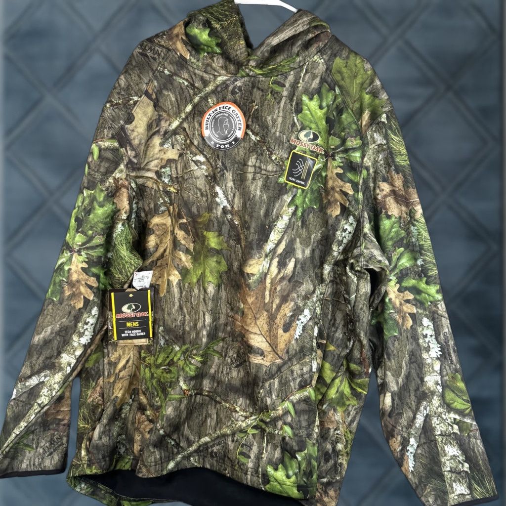 Vintage Mossy Oak Hoodie Mens 3XL Green Camo Tech Pullover Face Gaiter Fleece Hunting Size US XXL / EU 58 / 5 - 1 Thumbnail
