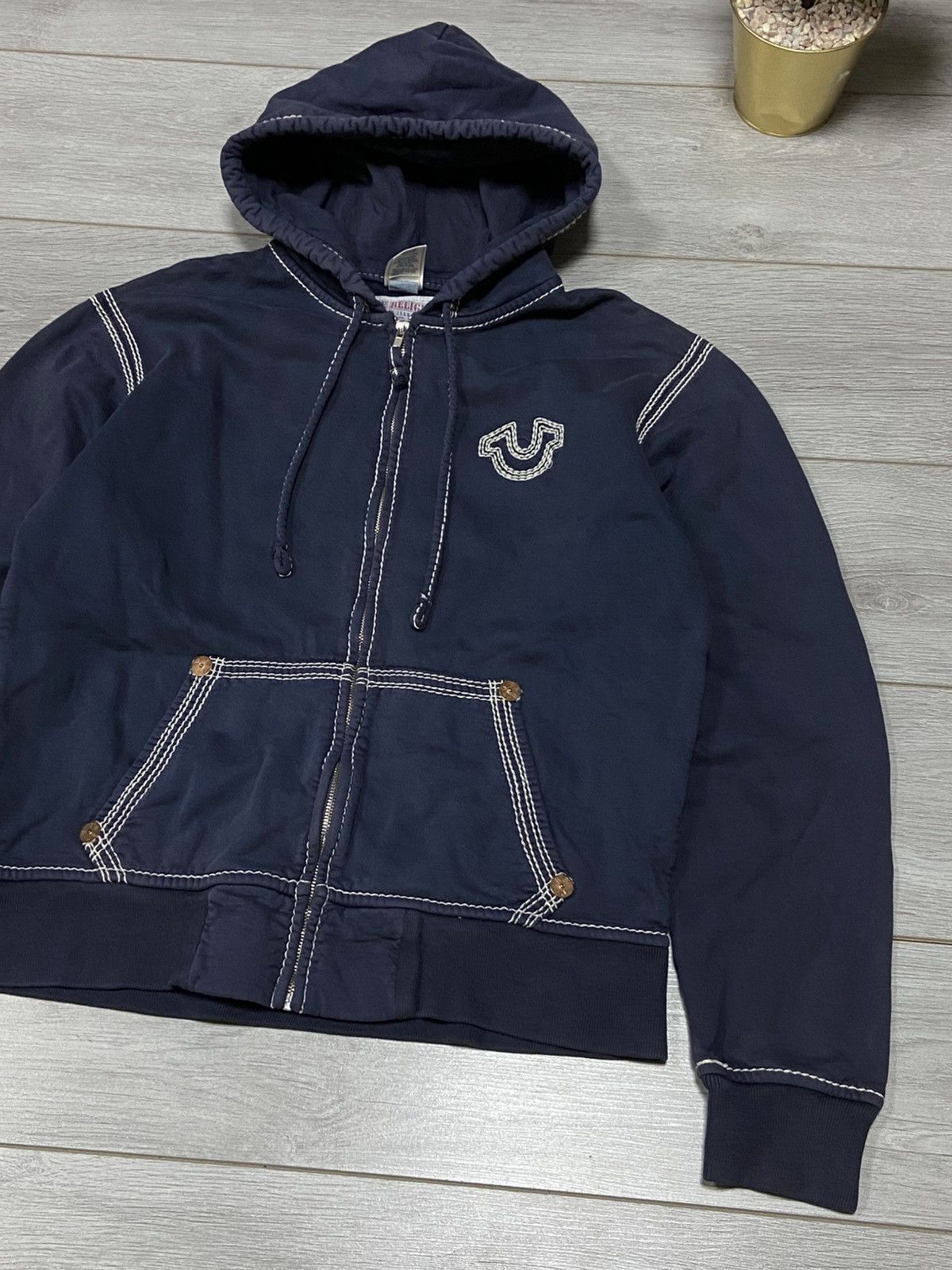 True Religion × Vintage True Religion vintage white stitched hoodie horseshoe Size US L / EU 52-54 / 3 - 3 Thumbnail