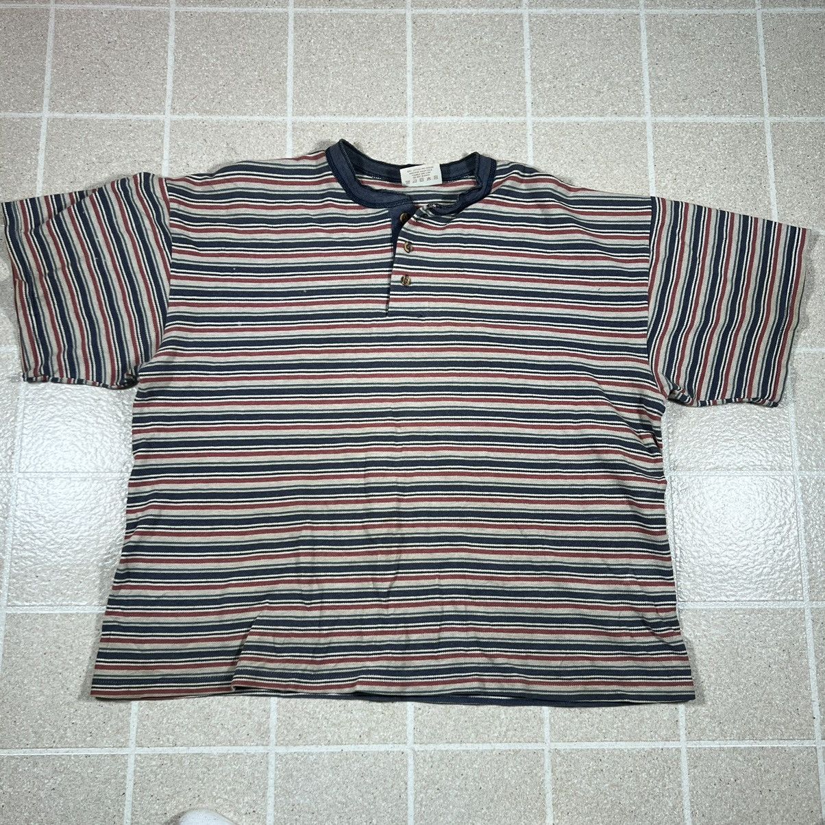 Vintage Vintage Bale Dyed Originals Stripe Henley Made In USA Grunge Size US XL / EU 56 / 4 - 1 Thumbnail
