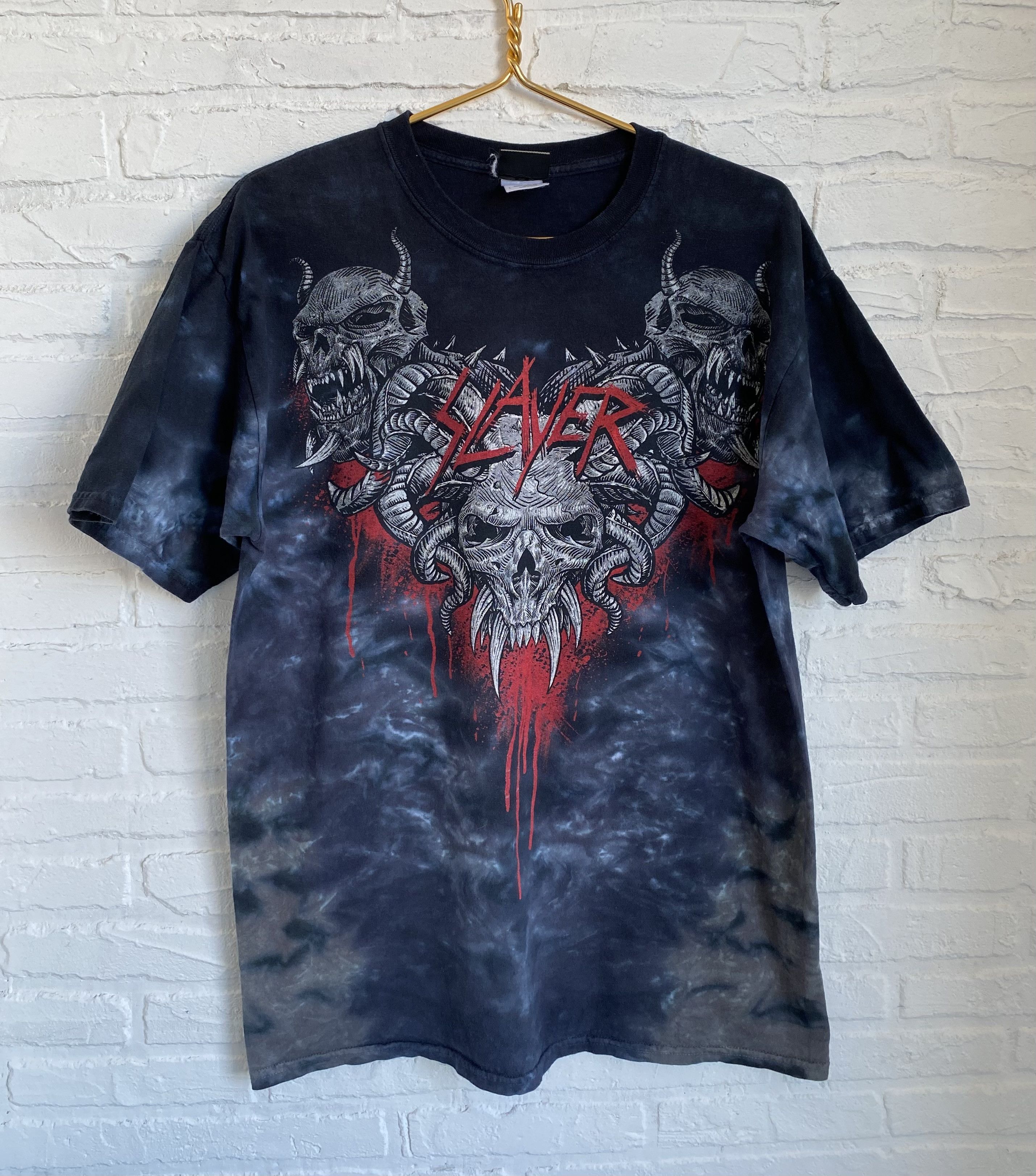 Band Tees × Vintage Vintage 2000s Slayer Liquid blue blood skulls t-shirt Size US L / EU 52-54 / 3 - 1 Thumbnail