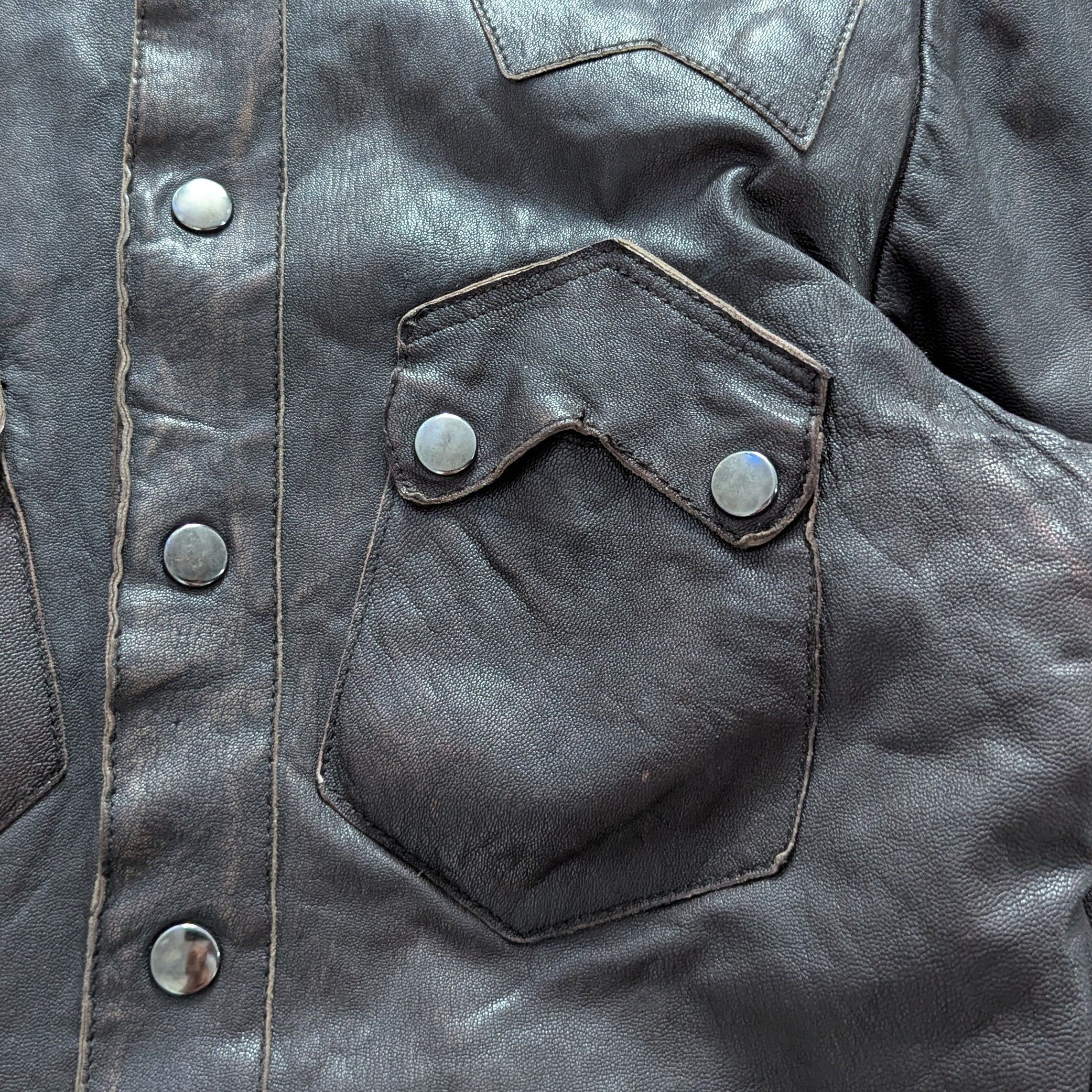 ALLSAINTS Rock Shirt Leather Clothing Slim Fit Dark Brown