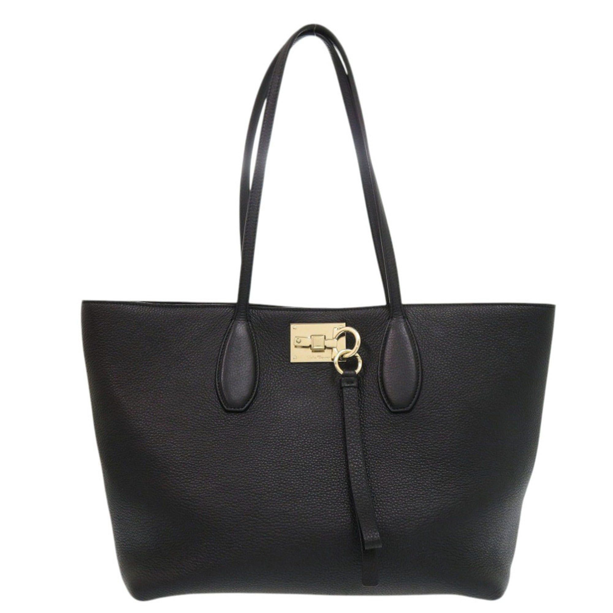 Salvatore Ferragamo Salvatore Ferragamo Gancini Leather Black Tote Bag 0302 Size ONE SIZE - 1 Thumbnail