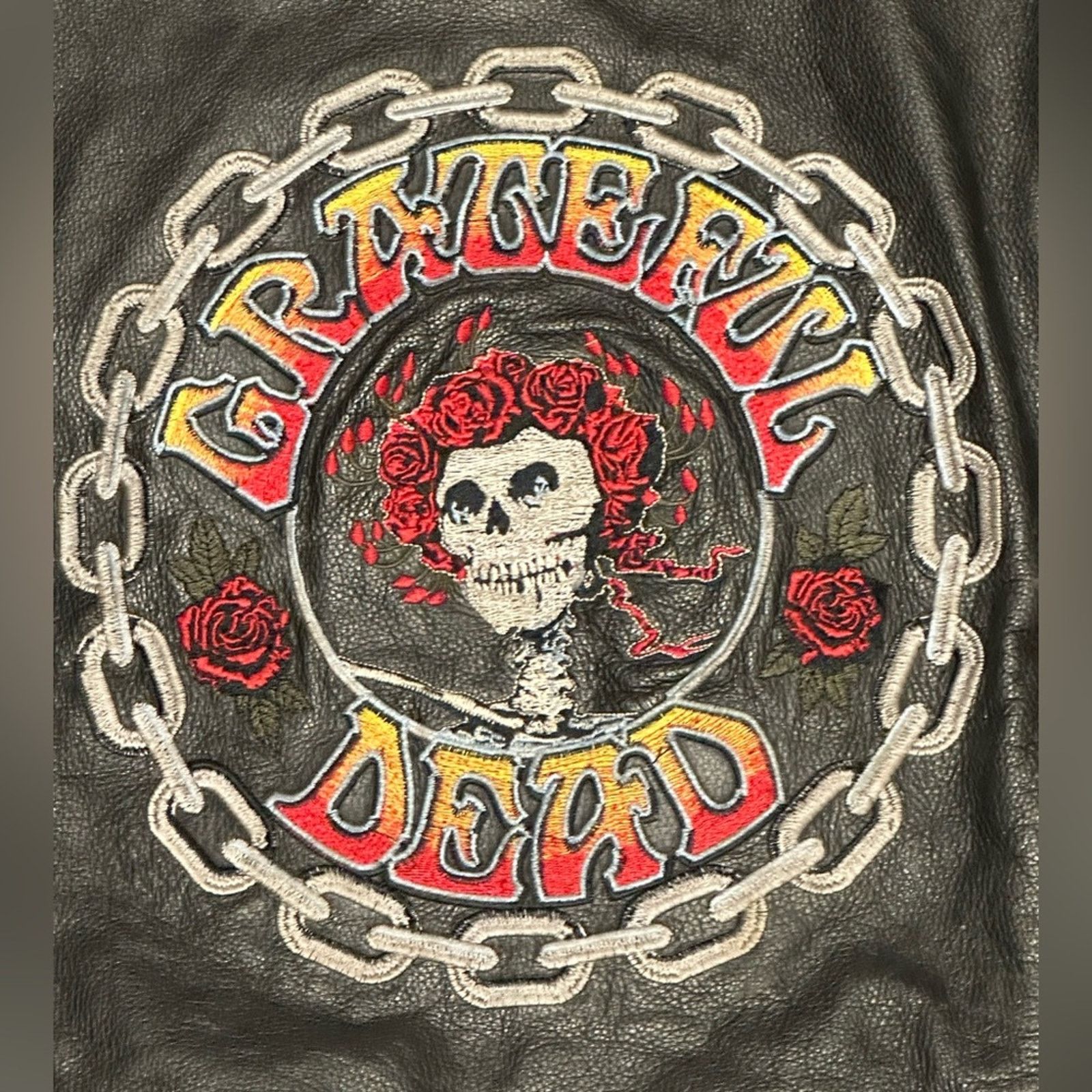 Grateful Dead Grateful Dead 2012 Black Leather Biker Jacket Mens 44 Size US S / EU 44-46 / 1 - 14 Thumbnail