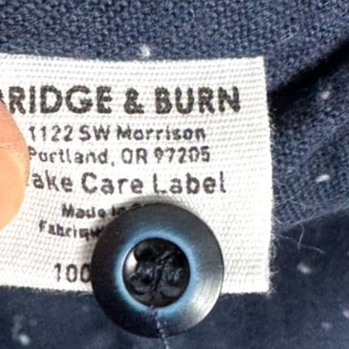 Vintage Bridge & Burn Mens Small Blue Button Up Flannel L/ Pocket 125476 Size 36R - 7 Thumbnail