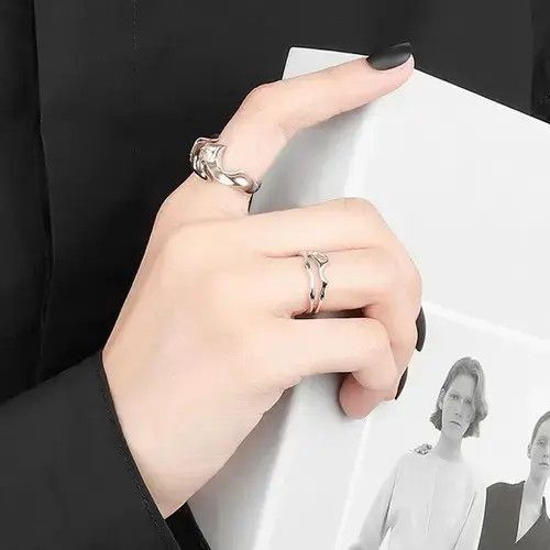 Jewelry Irregular Hollow Double Line Geometric Ring Size ONE SIZE - 3 Thumbnail