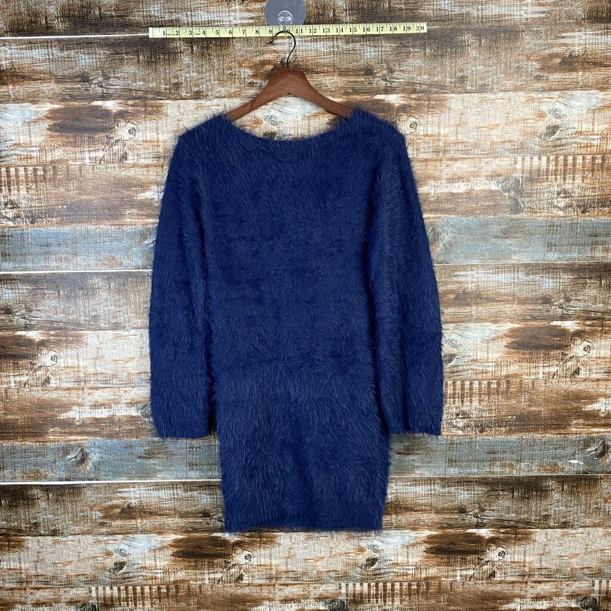 Japanese Brand DL Spiral Girl Dark Blue Fur shaggy Knitwear #C1094 Size S / US 4 / IT 40 - 12 Thumbnail