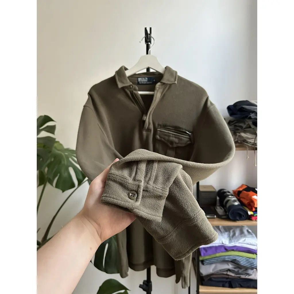 Polo Ralph Lauren Vintage Polo Ralph Lauren Tactical Pocket Quarter Zip Fleece Size US M / EU 48-50 / 2 - 2 Thumbnail
