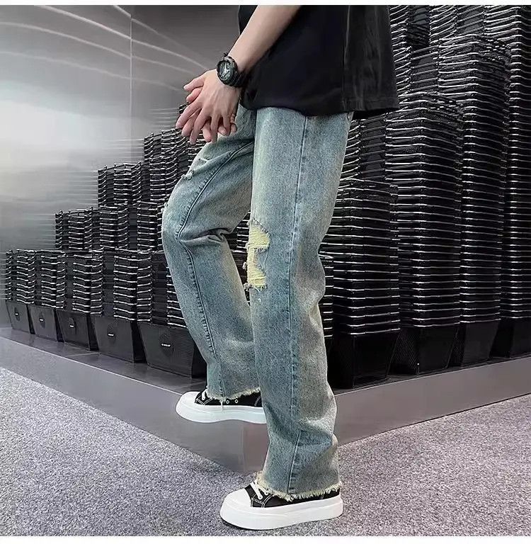 Japanese Brand Retro washed straight leg distressed jeans Size US 30 / EU 46 - 5 Thumbnail