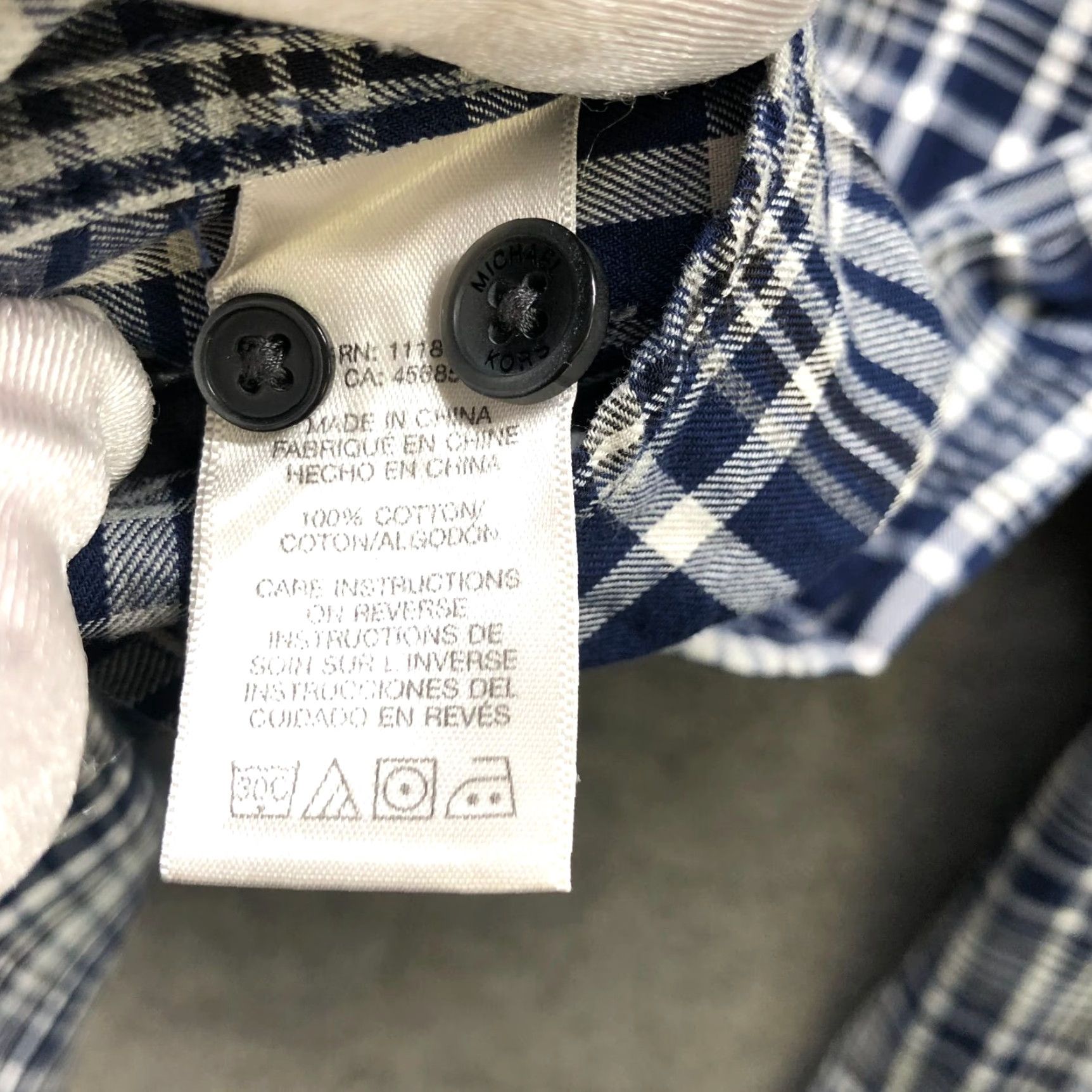Michael Kors Michael Kors Shirt Mens M Long Sleeve Tailored Fit Plaid Blue Gray Cotton Button-Up Casual Workwear Size US M / EU 48-50 / 2 - 6 Thumbnail