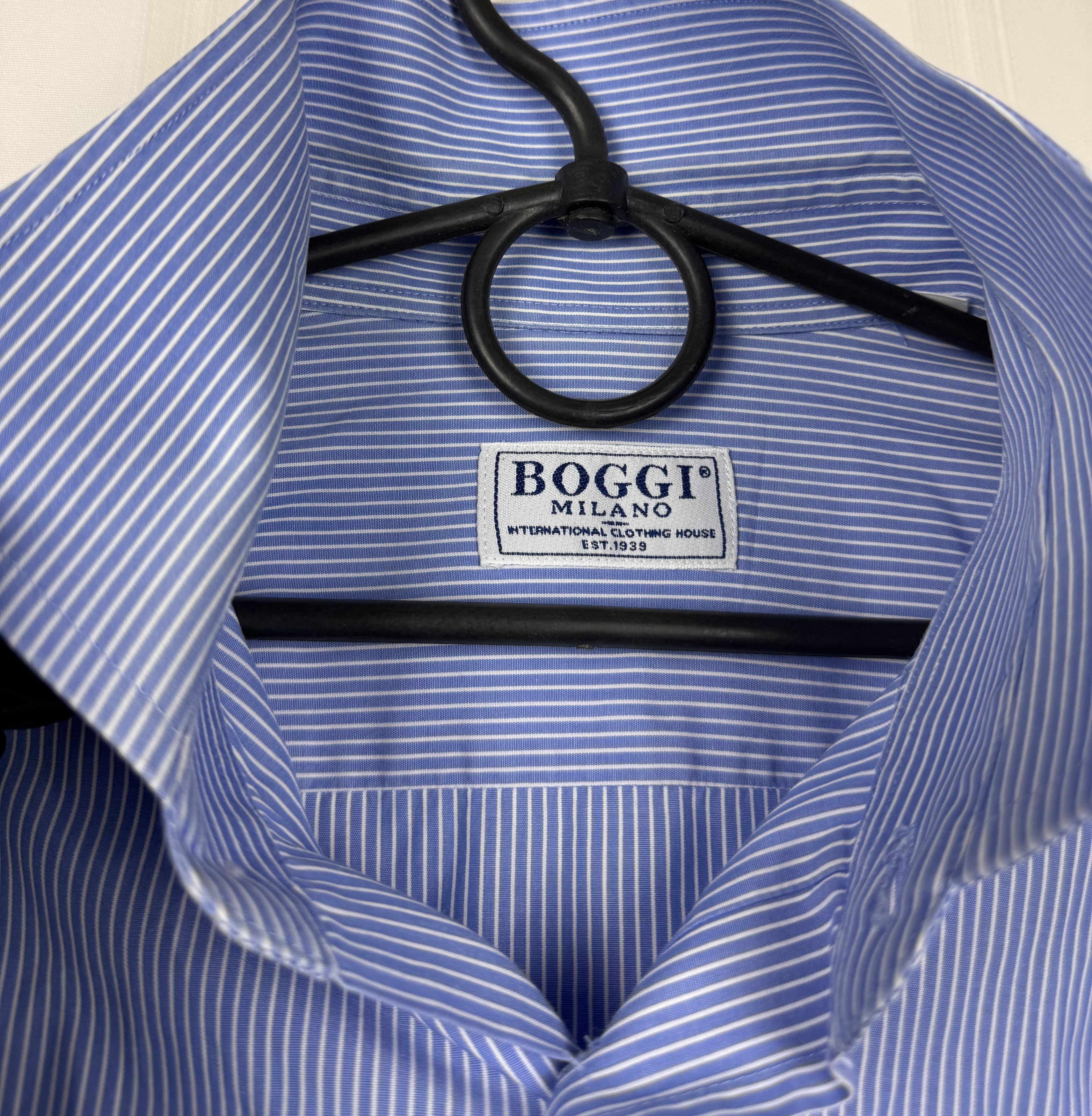 Boggi Boggi Milano Blue Striped Shirt Size 42 100% Cotton Size US XS / EU 42 / 0 - 20 Thumbnail
