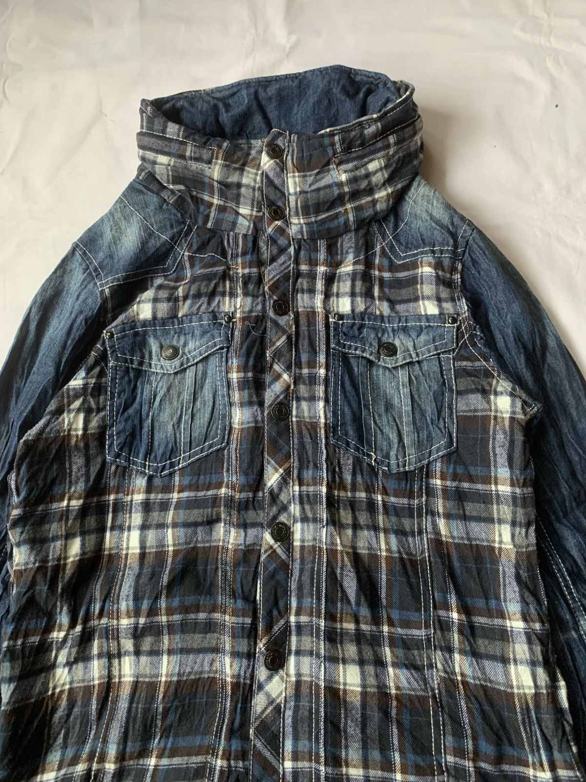 Japanese Brand IN THE ATTIC Double Layered Flannel Denim With Hoodie Shirt Size US S / EU 44-46 / 1 - 4 Thumbnail