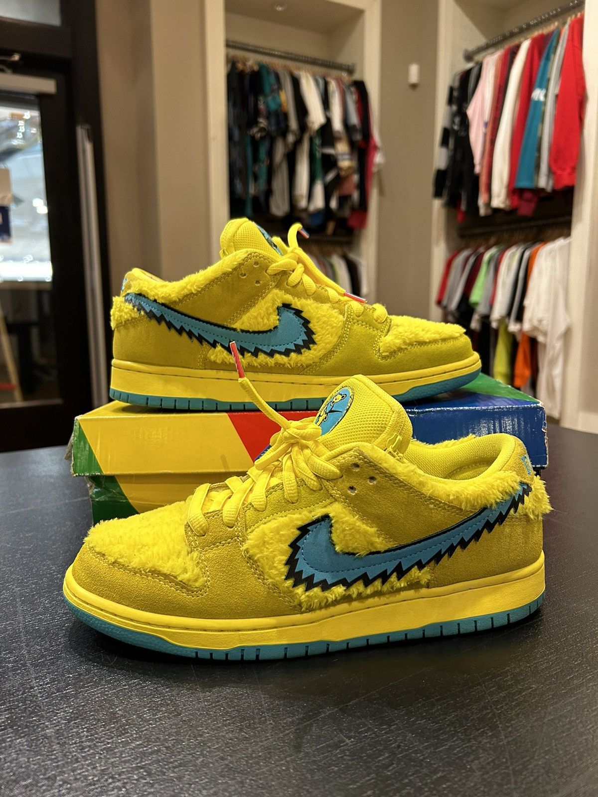 Opti Yellow Grateful Dead Skate Shoes Nike SB Dunk Low Grateful