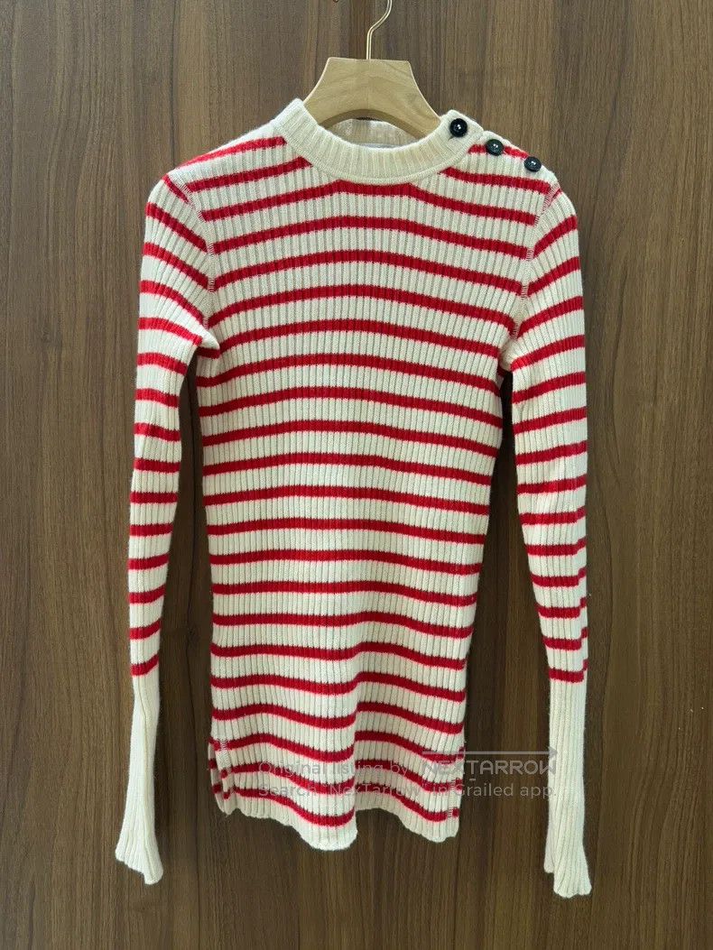 Dior Dior Red and white striped knitwear sweater Size XXS / US 00 / IT 34 - 1 Thumbnail