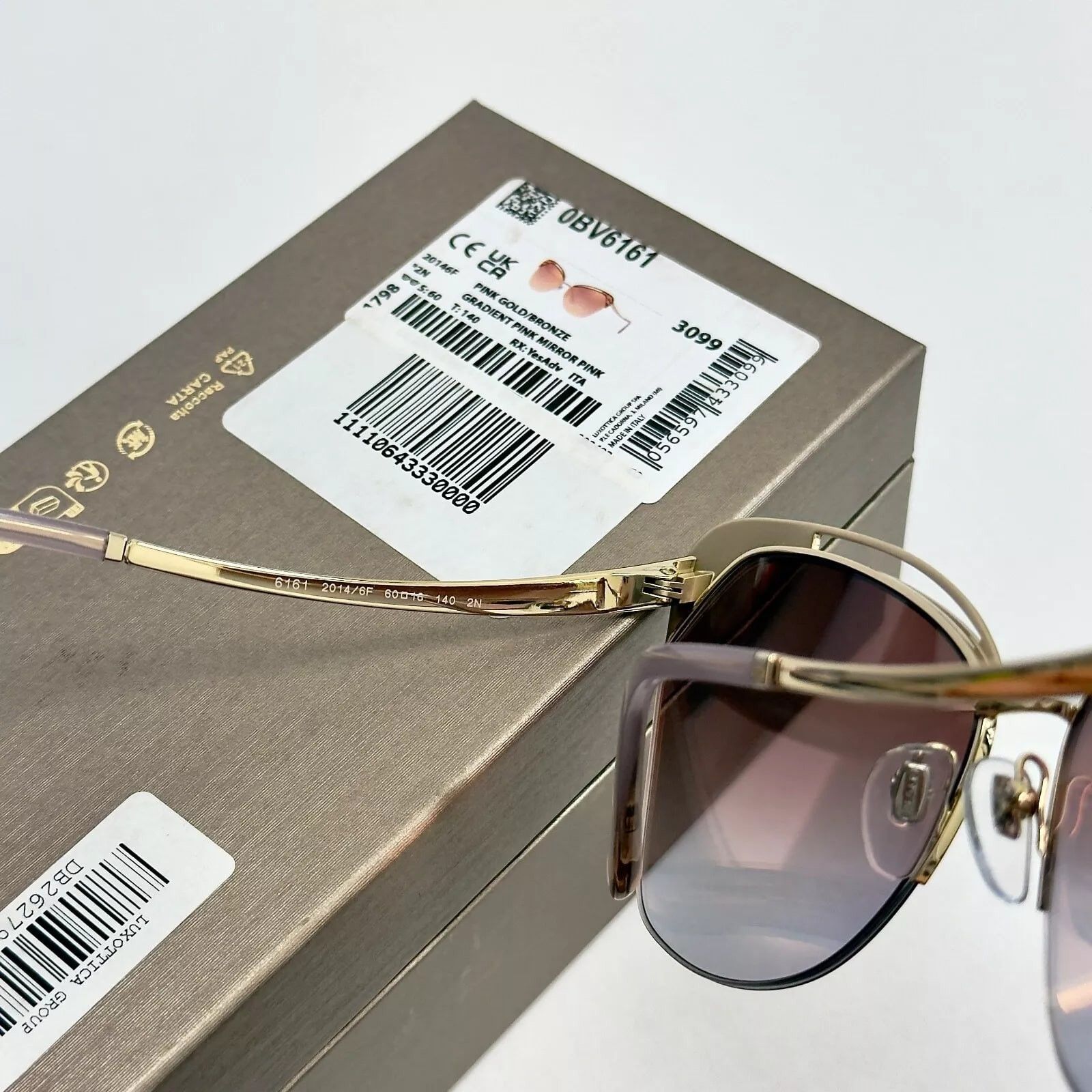 Bvlgari BVLGARI Serpenti BV6161 Pink Mirrored Enamel Sunglasses 6161 Size ONE SIZE - 8 Thumbnail