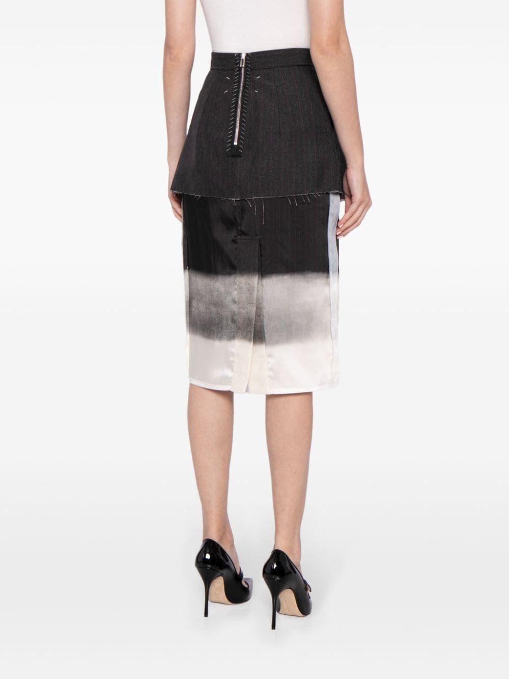 Maison Margiela o1y0625 Midi Skirt in Black/Cream Size 27" / US 4 / IT 40 - 4 Thumbnail