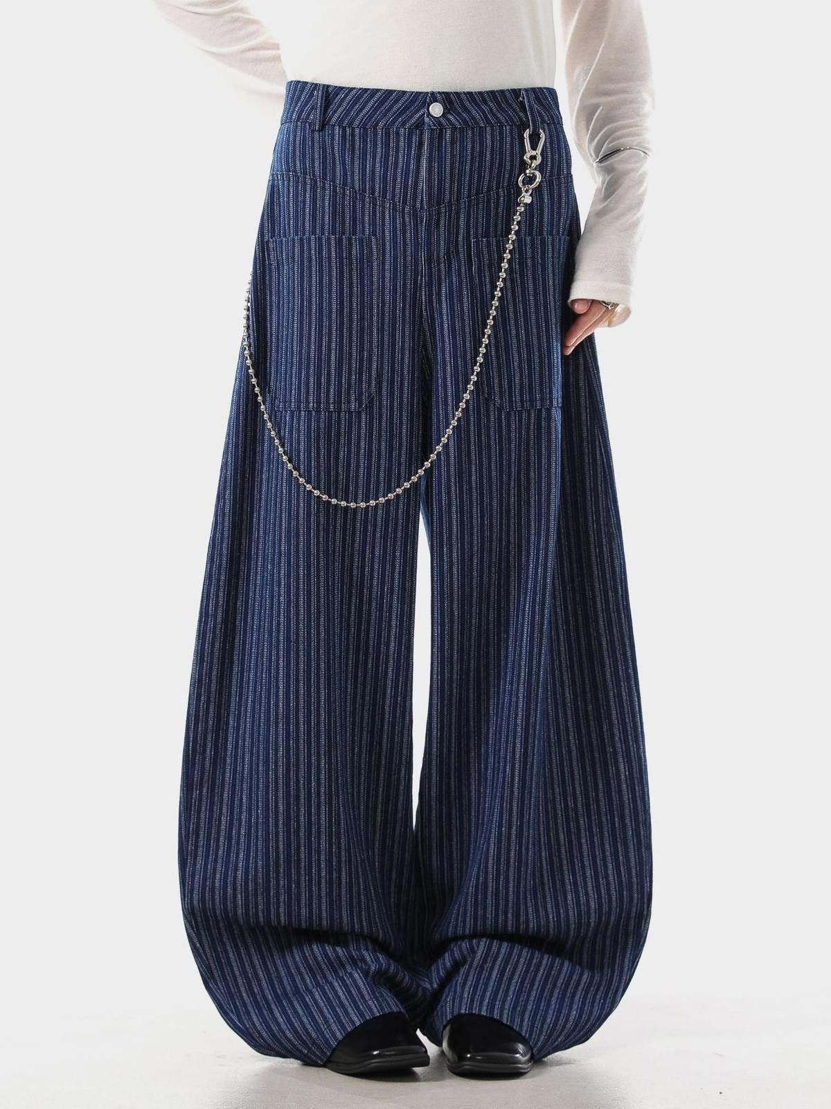 Vintage Old Money Wide-Leg Pants | Relaxed Drape Straight Trousers Size US 32 / EU 48 - 3 Thumbnail