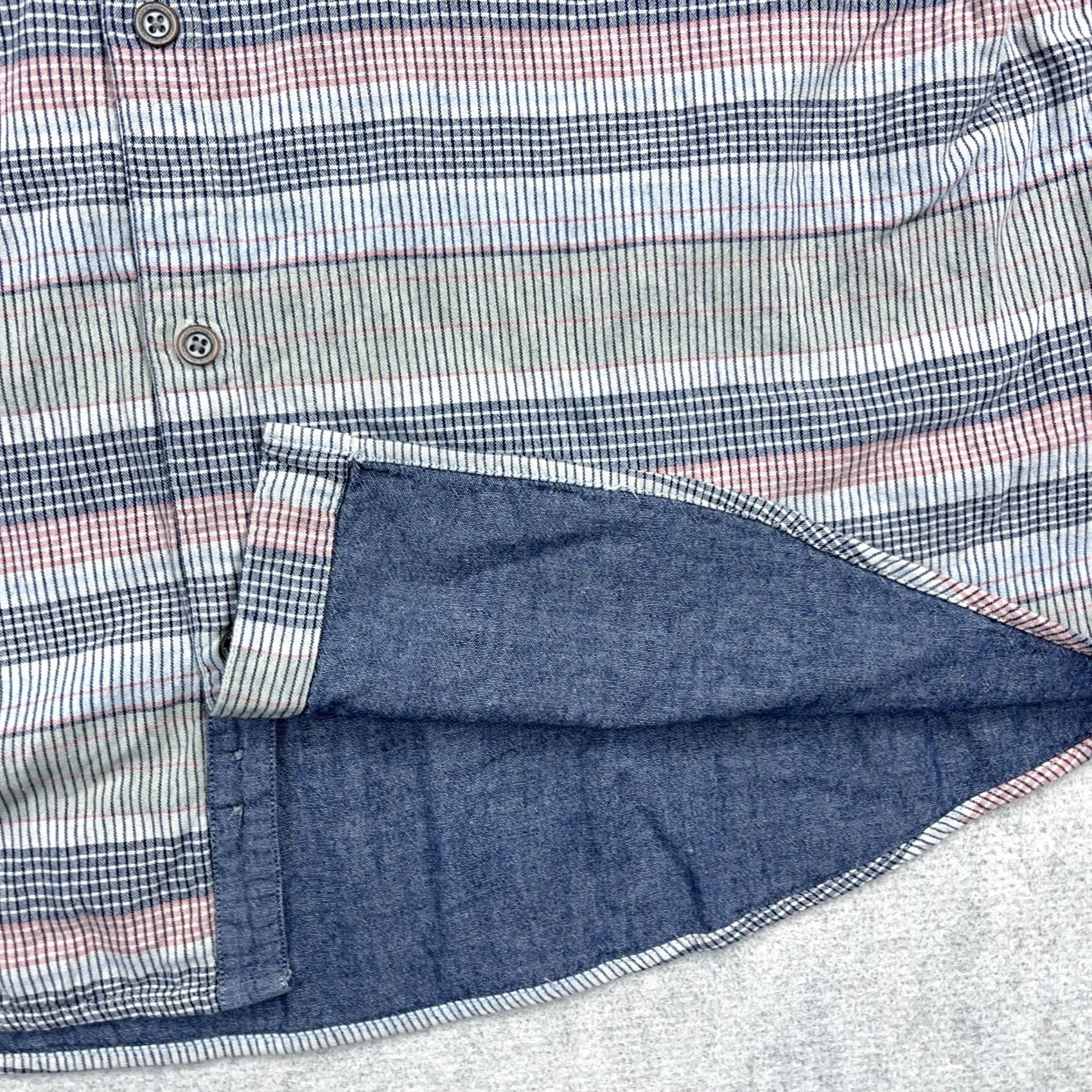 Carbon2Cobalt Carbon 2 Cobalt Shirt Men XL Blue Striped Button Up Camp Double Pocket Size US XL / EU 56 / 4 - 5 Thumbnail