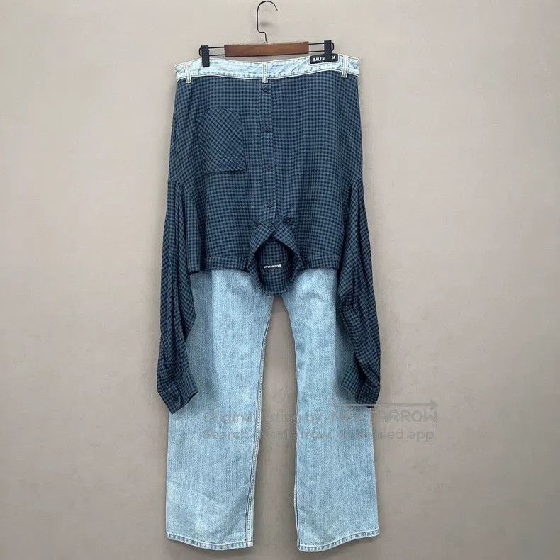 Balenciaga Balenciaga size L Fake Two-Piece Shirt and Wide-Leg Washed Size US 27 - 2 Thumbnail