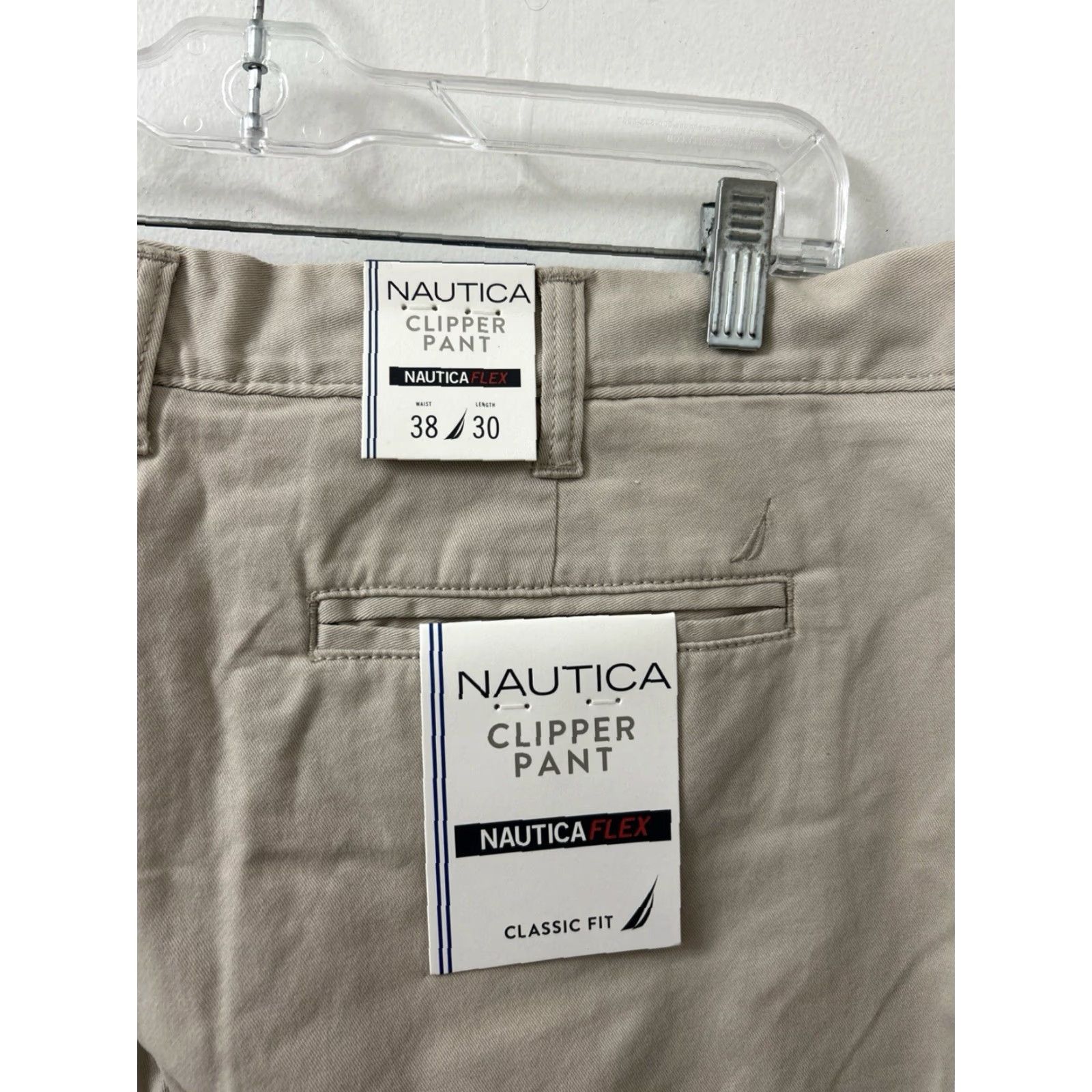 Nautica Nautica Clipper Pants Mens 38x30 Khaki Classic Fit Stretch Trousers bequem? Size US 38 / EU 54 - 4 Thumbnail