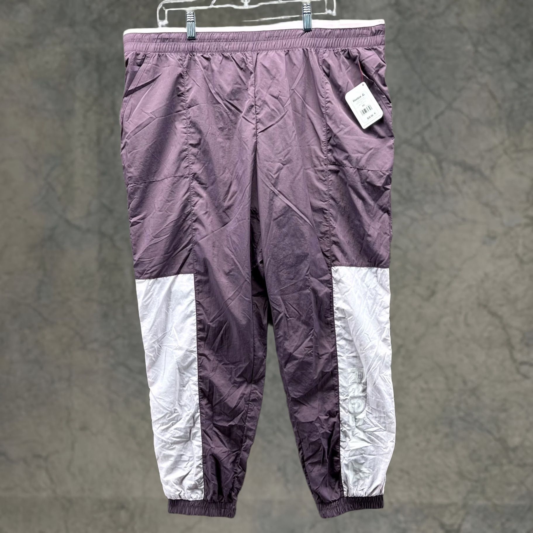 Reebok VINTAGE Reebok Pants Men 2XL Purple Focus Track Nylon Sweat Cuffed New Size US 39 - 1 Thumbnail