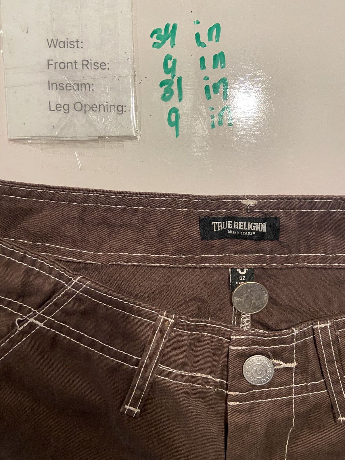 True Religion True Religion Brown Cargo Pants White stitching Size US 32 / EU 48 - 4 Thumbnail