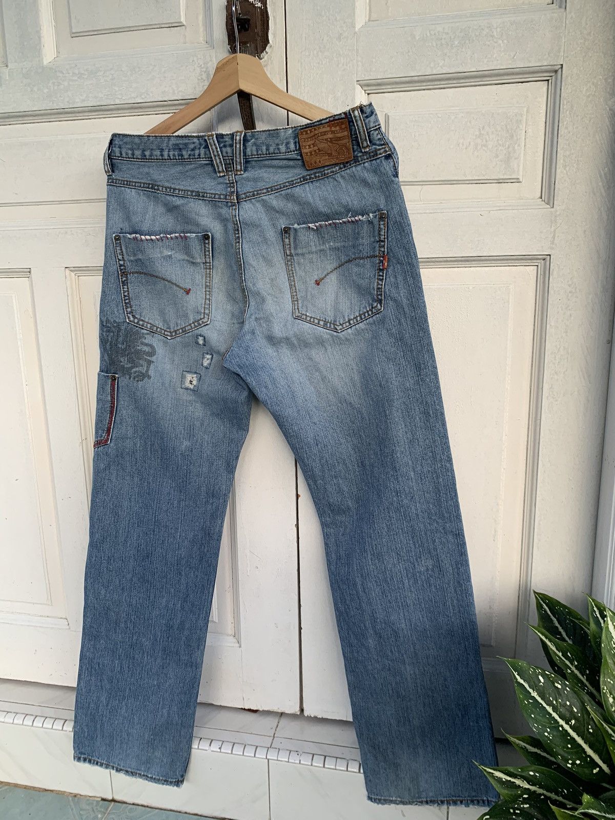 Japanese Brand Kissmark doubleknee patchwork jeans Size US 31 - 11 Thumbnail