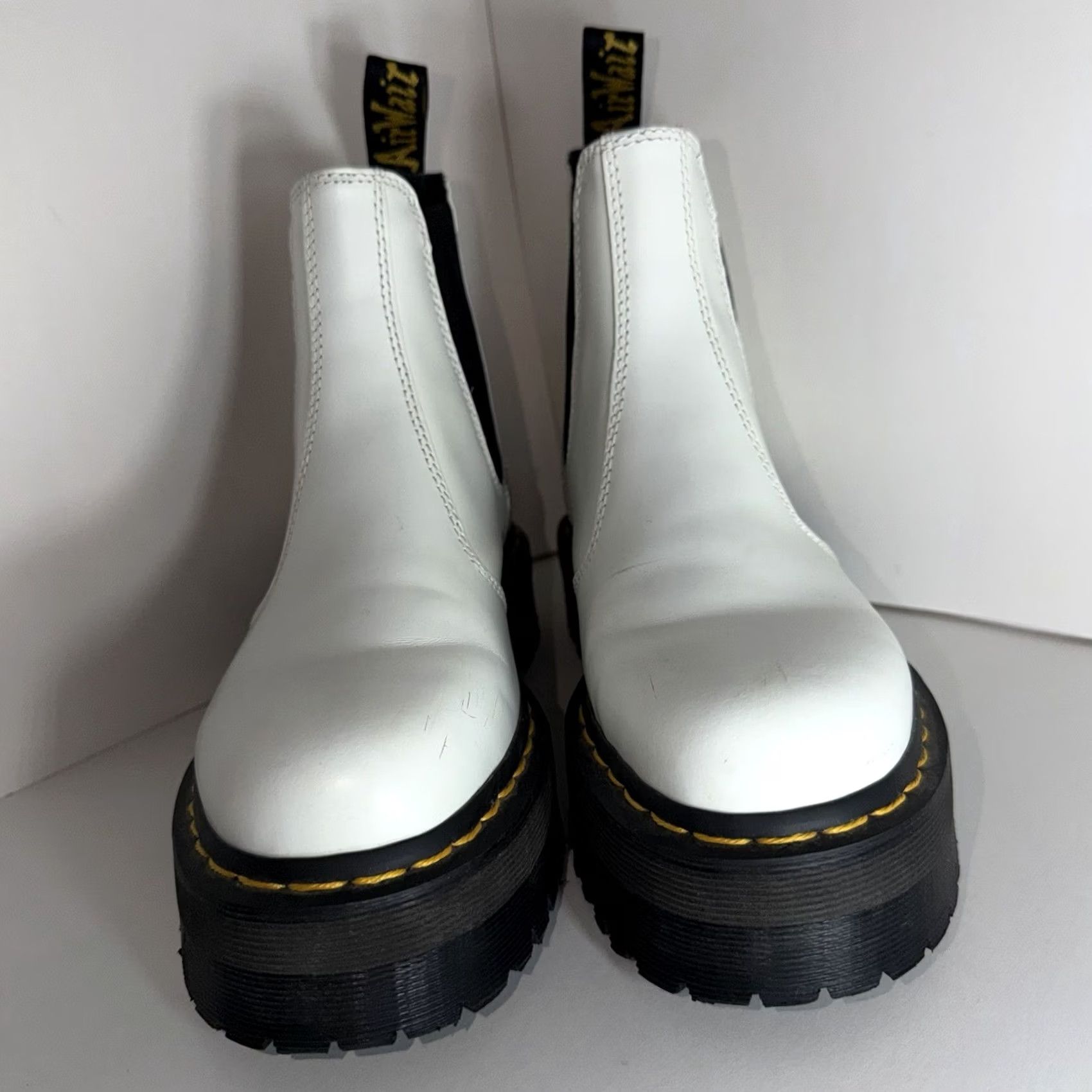 Dr. Martens Dr. Martens 2976 Quad Chelsea Boots Womens Size 8 White Platform Leather Fashion Boots Womens Platform Chelsea Boots Size US 8 / IT 38 - 4 Thumbnail
